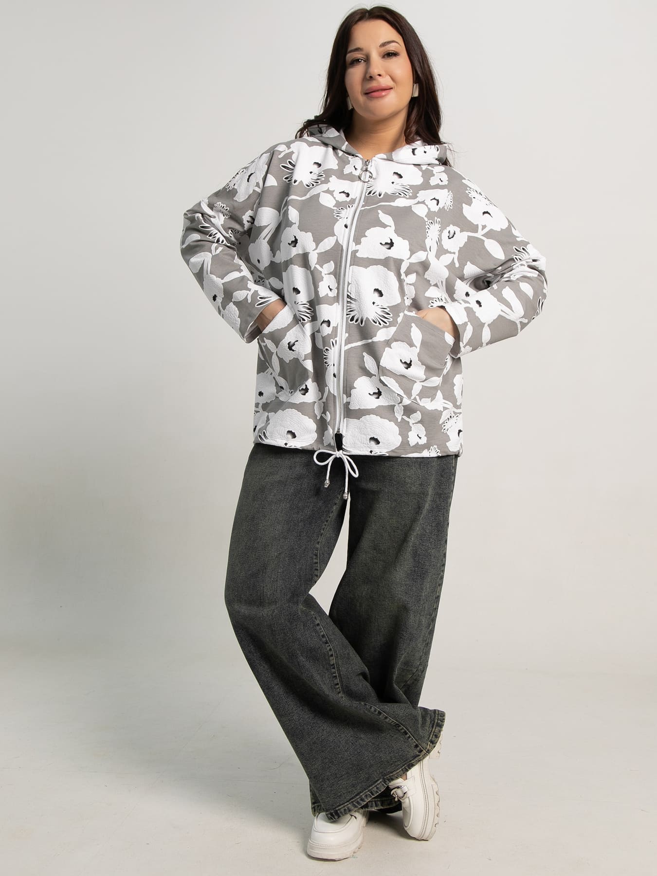 Жакет летний Фловерс (серый) Б15582-18М