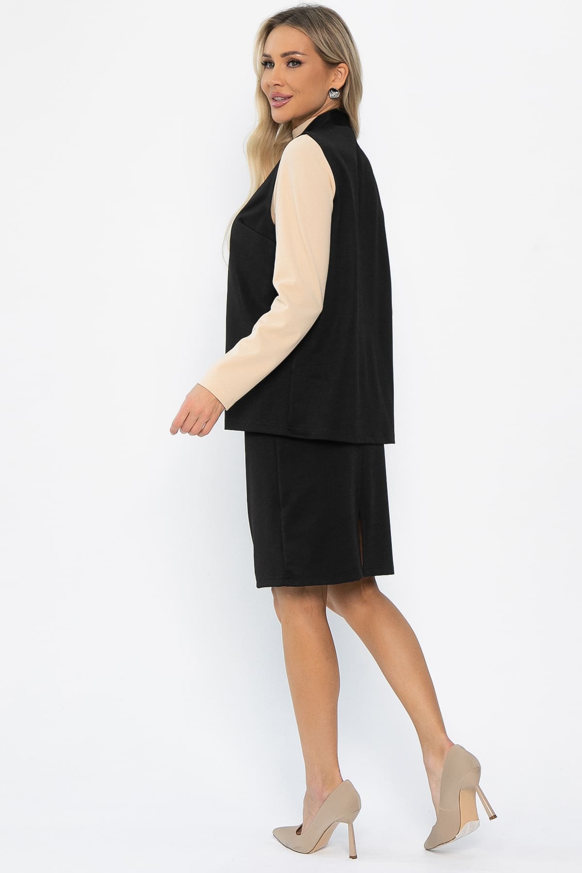 Костюм с юбкой Окси (черный) К14336-8М