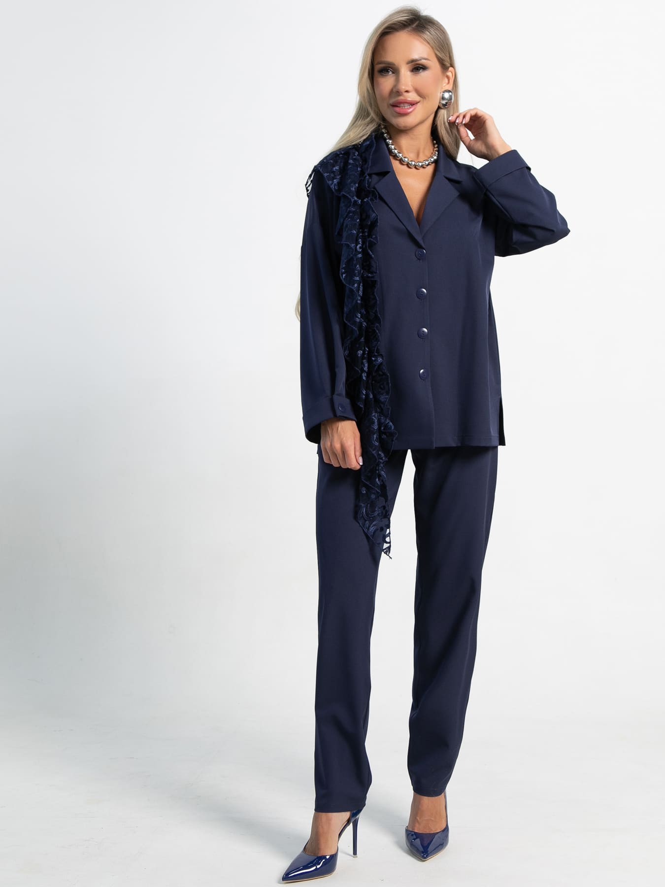 Костюм брючный Стилизация (темно-синий) К15331-4М