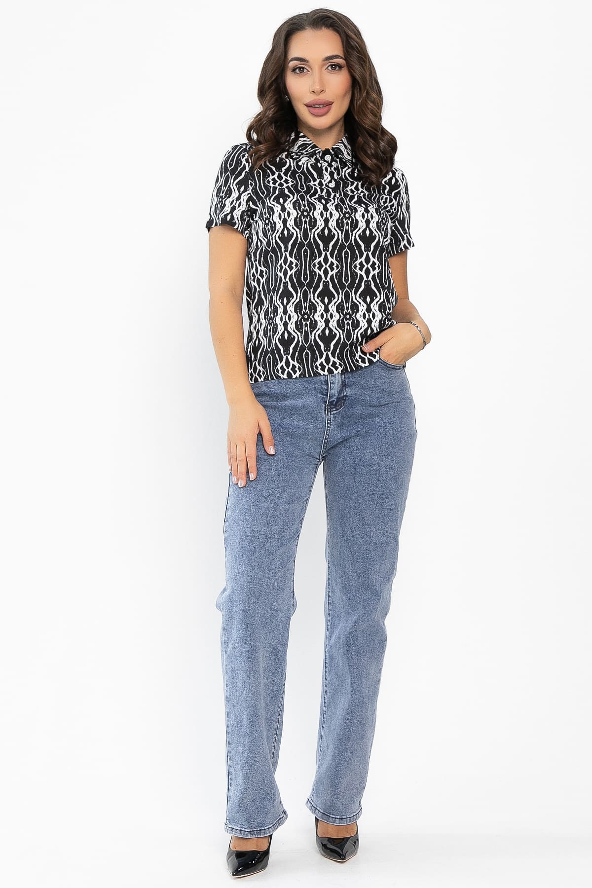 Поло Тренди (черное/узор) Б14093-10М