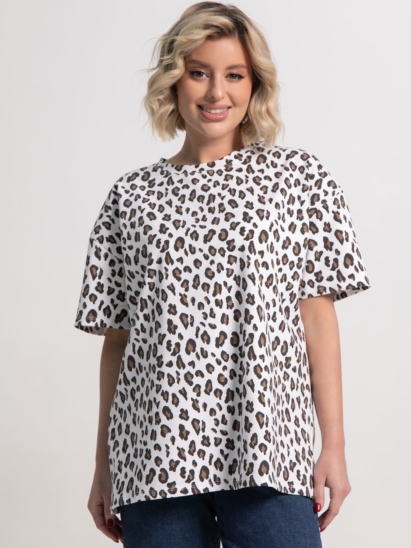 Футболка Ия (белая/лео) Б15237-4М