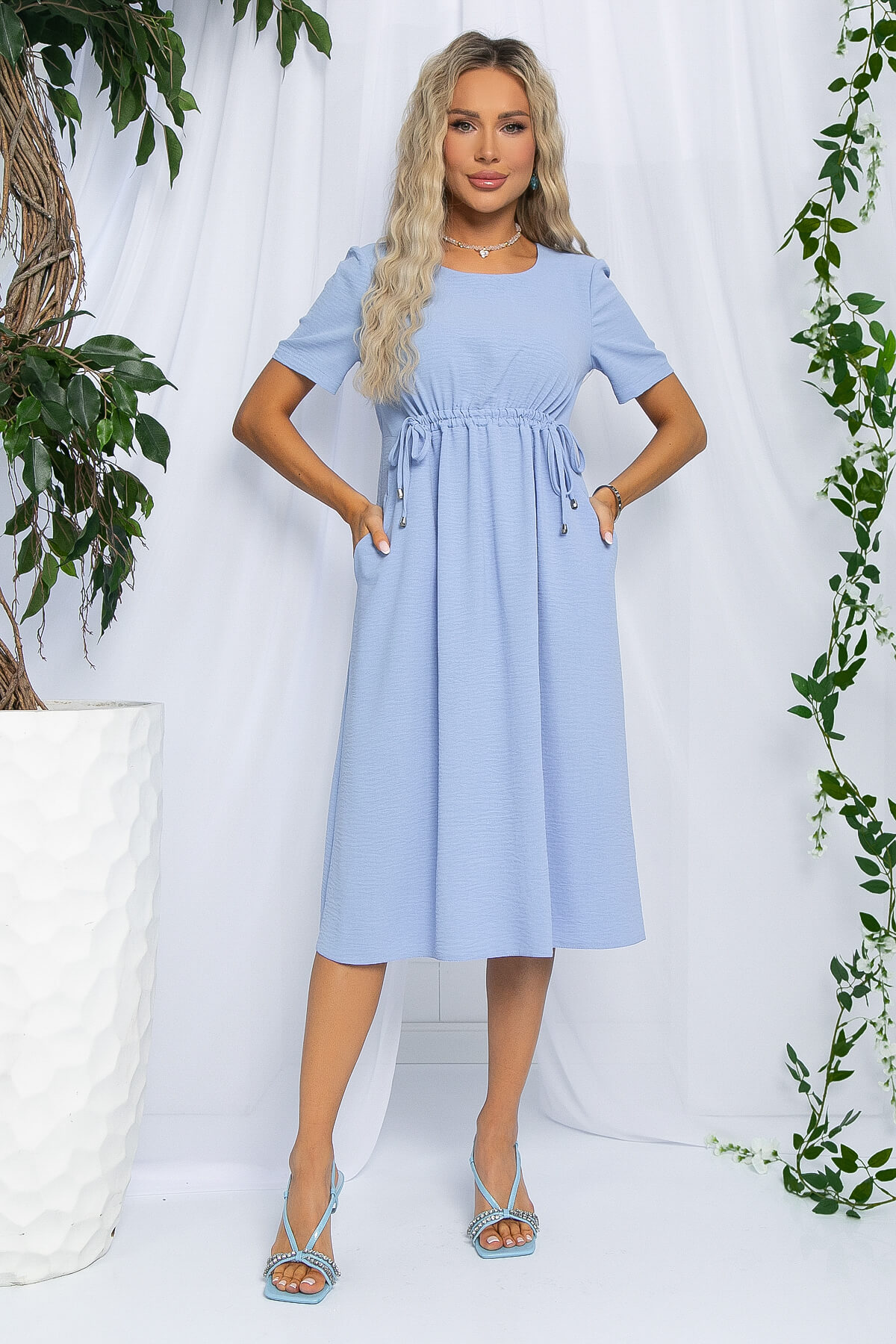 Платье Цветы Лета (голубое) П13057-18М