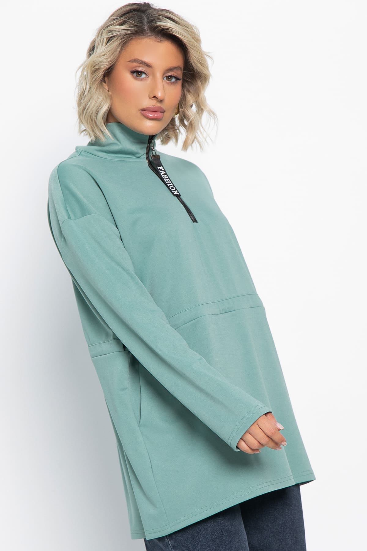 Блуза Долгожданная встреча (зеленая) Б15080-5М