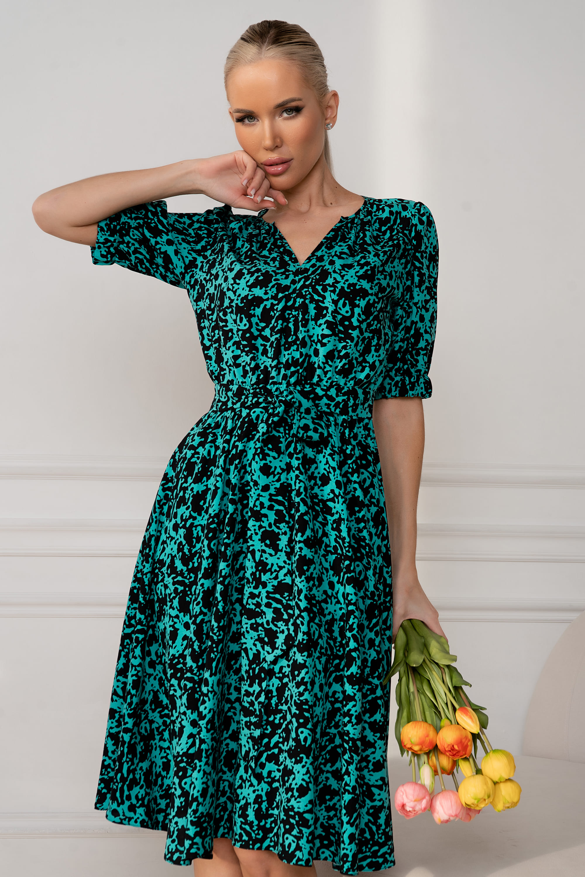 Платье Лагуна (зеленое) П13442-45М