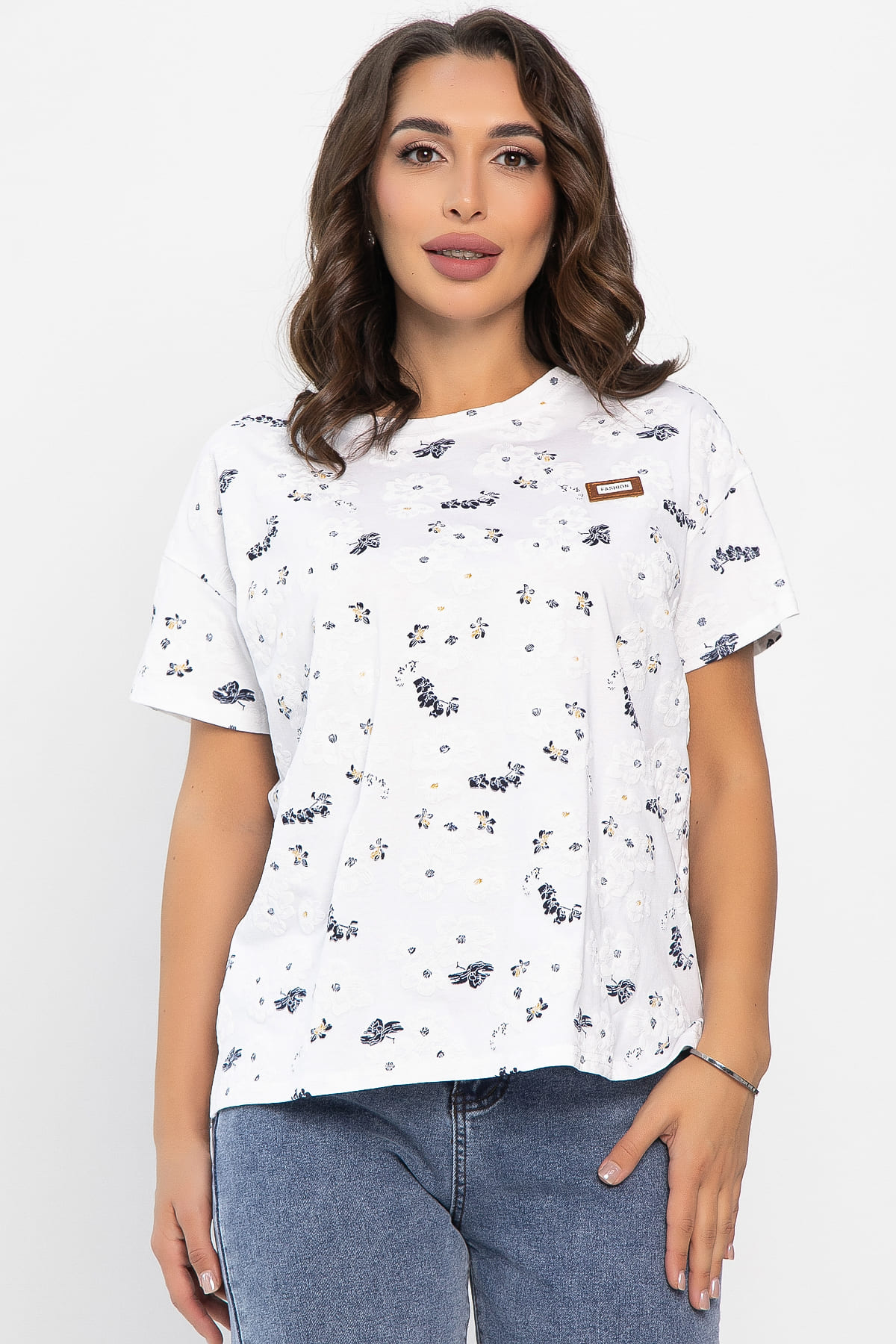 Футболка Мэнси (белая/цветы) Б14127-4М