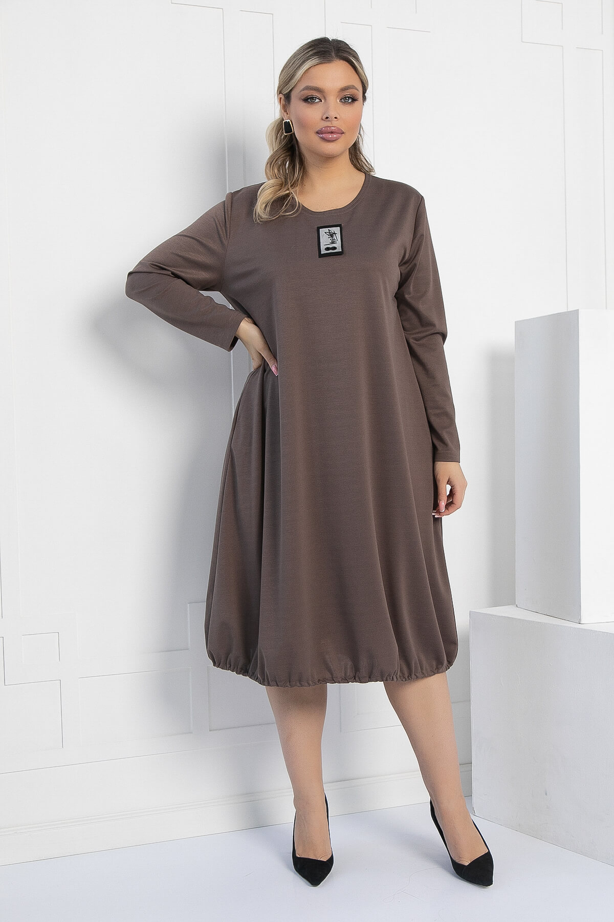 Платье Я жду тебя (кофе) П12313-15