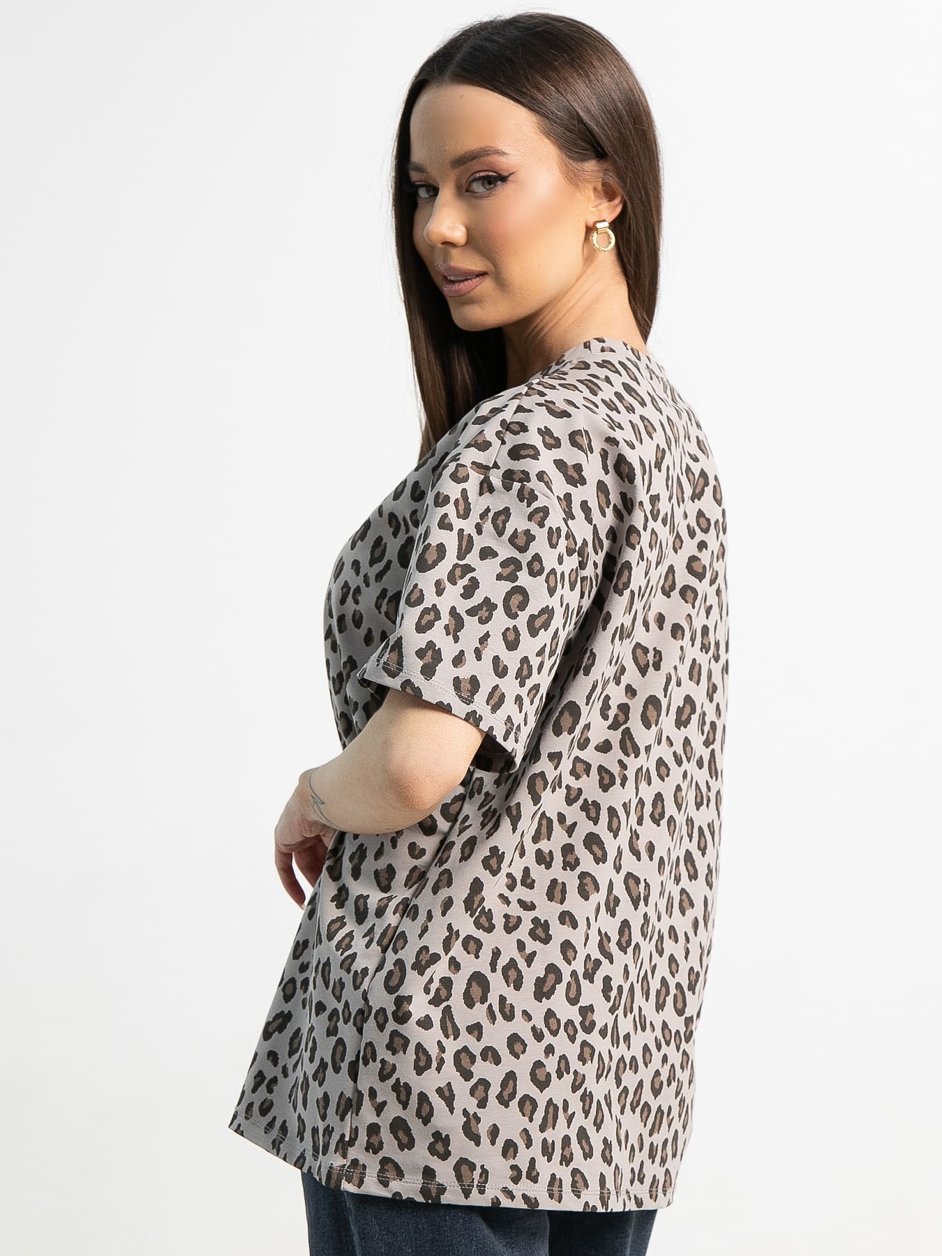 Футболка Ия (серая/лео) Б15238-4М