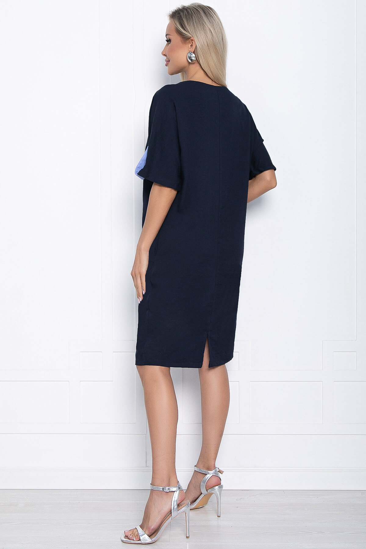 Платье Кайла люкс комбинированное (синее) П10873