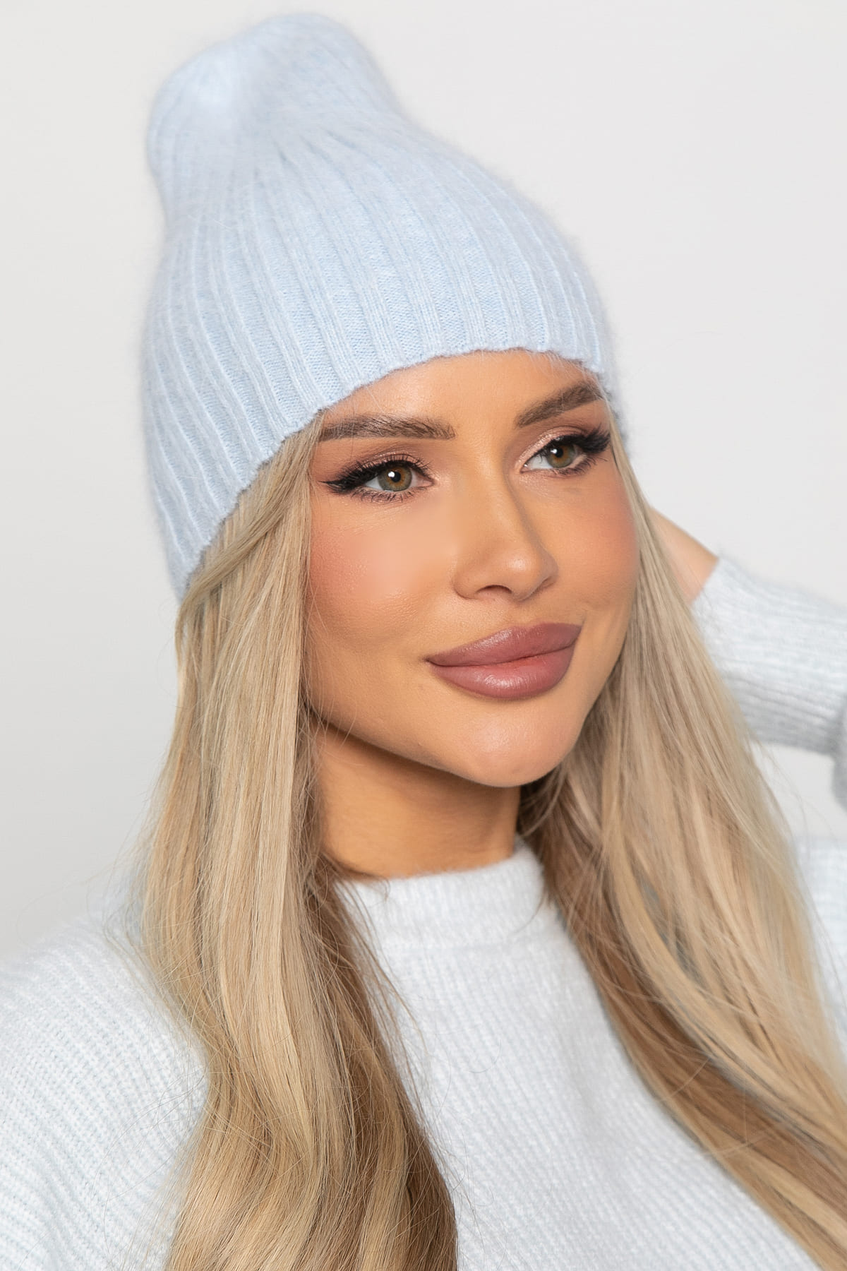 Шапка однослойная Большой город (нежно-голубая) Ш26-4М