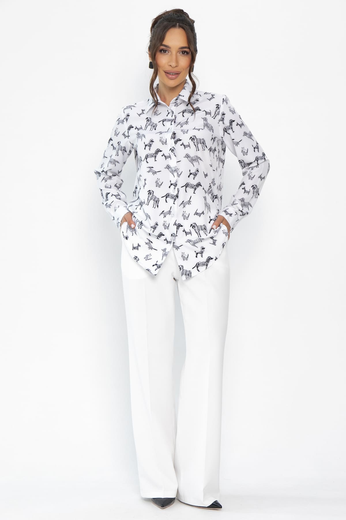 Рубашка Надель (белая/собаки) Б13843-16М