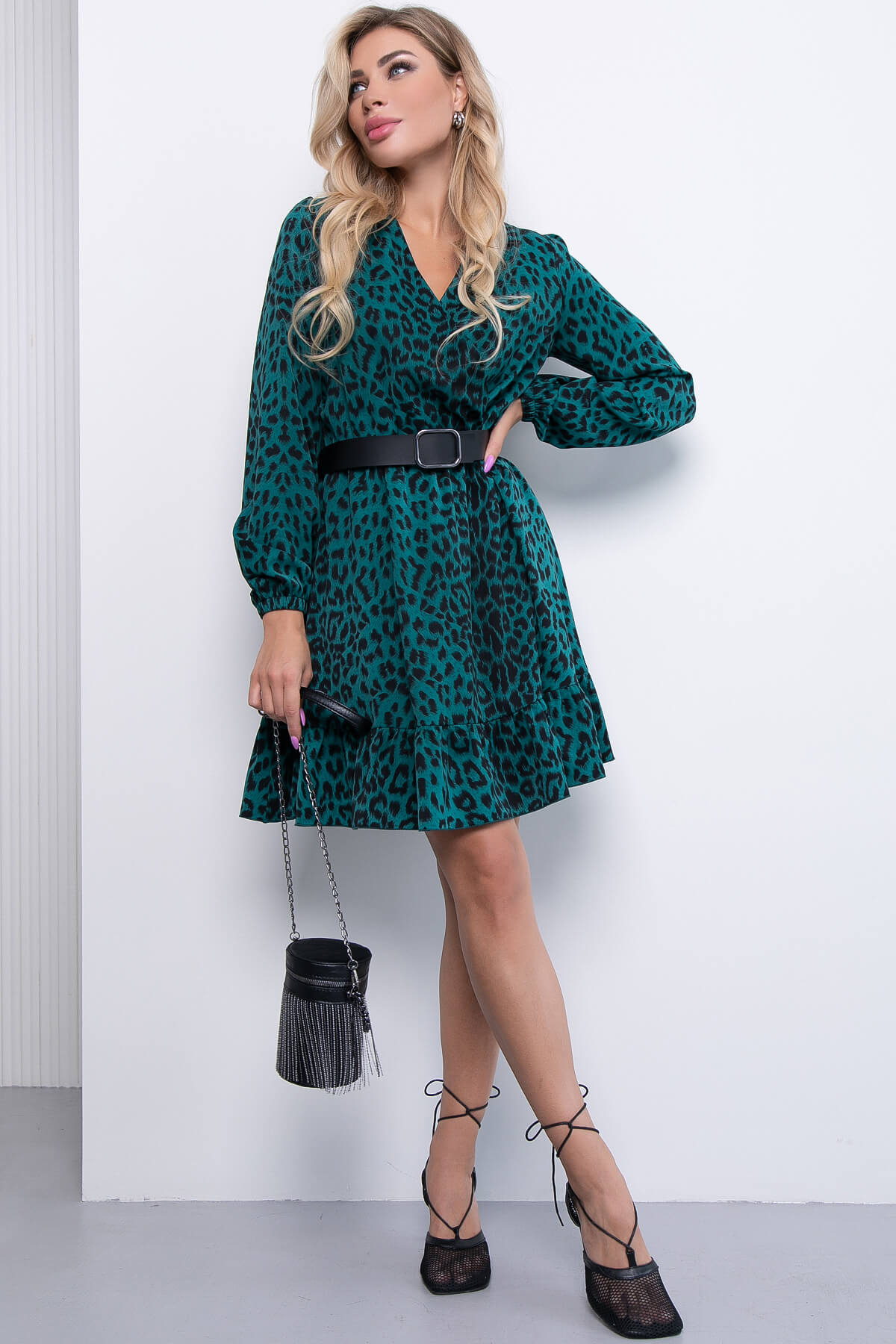 Платье "Мелания" (лео/грин) П7036
