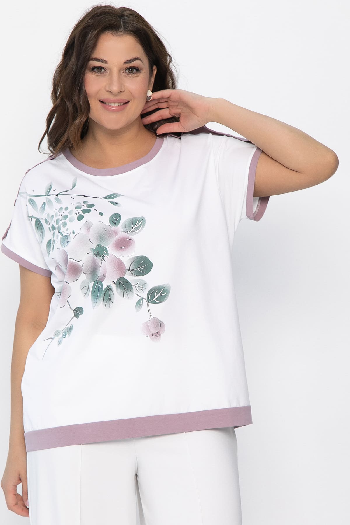 Блуза Далия (бело-сиреневая) Б13804-20М