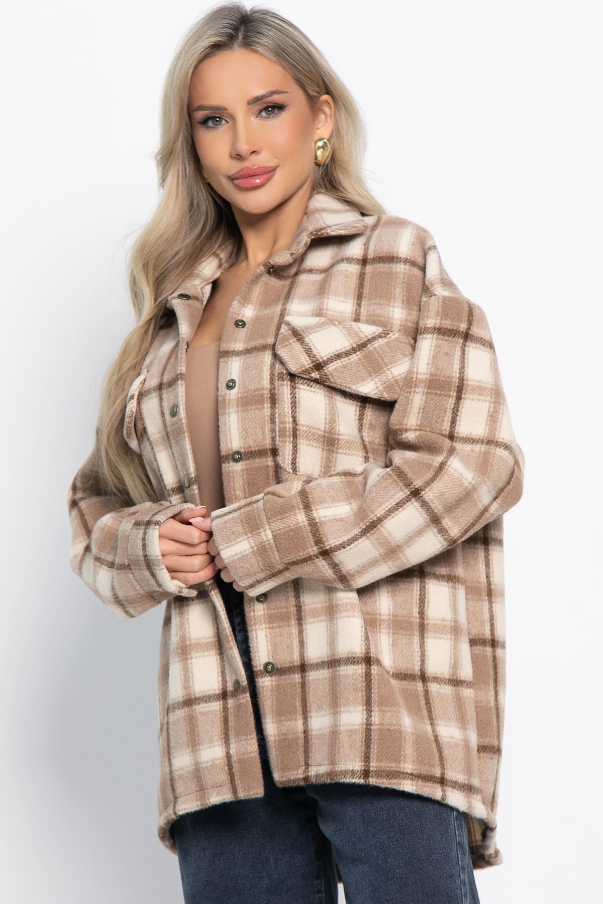 Пальто-рубашка Хармони (бежевая) Б15039-5М