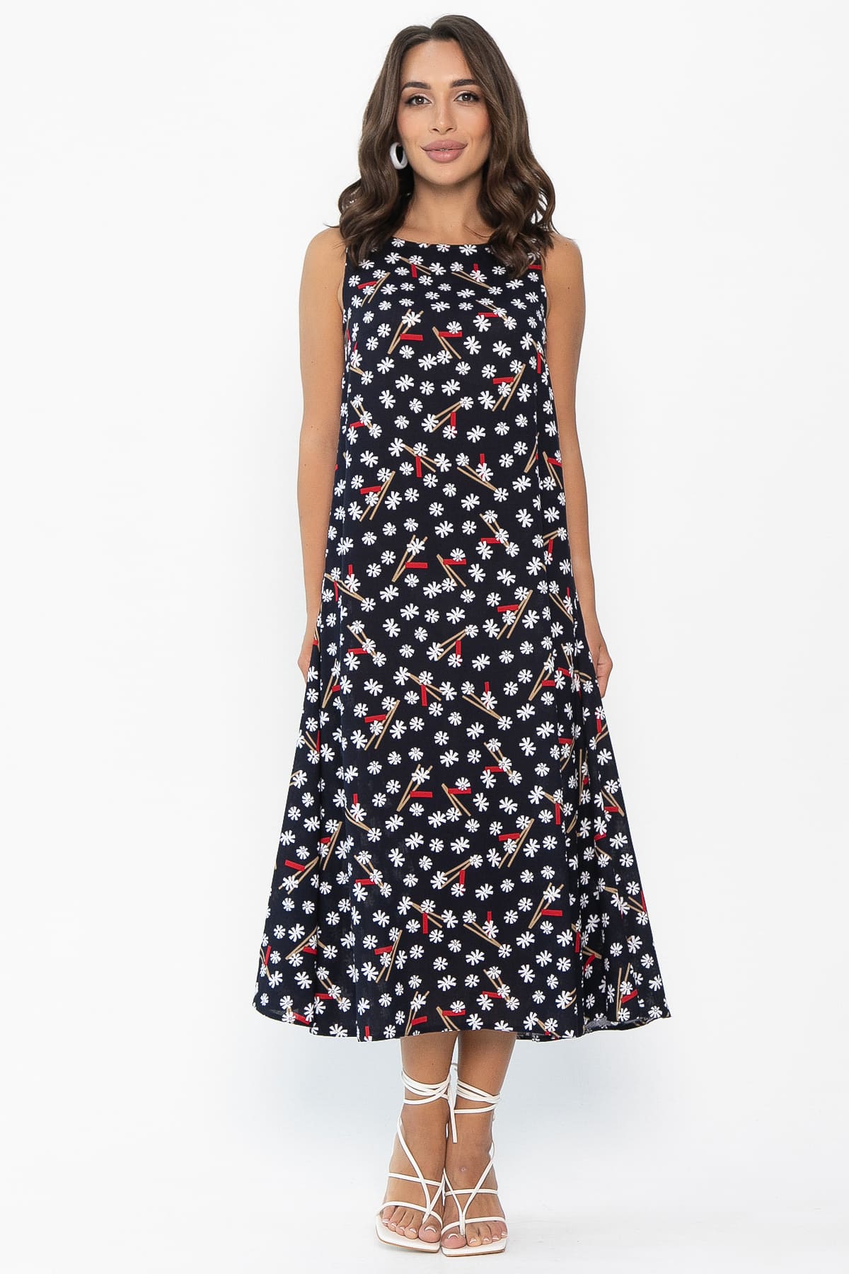 Сарафан Кампари (синий/цветы) П13995-10М