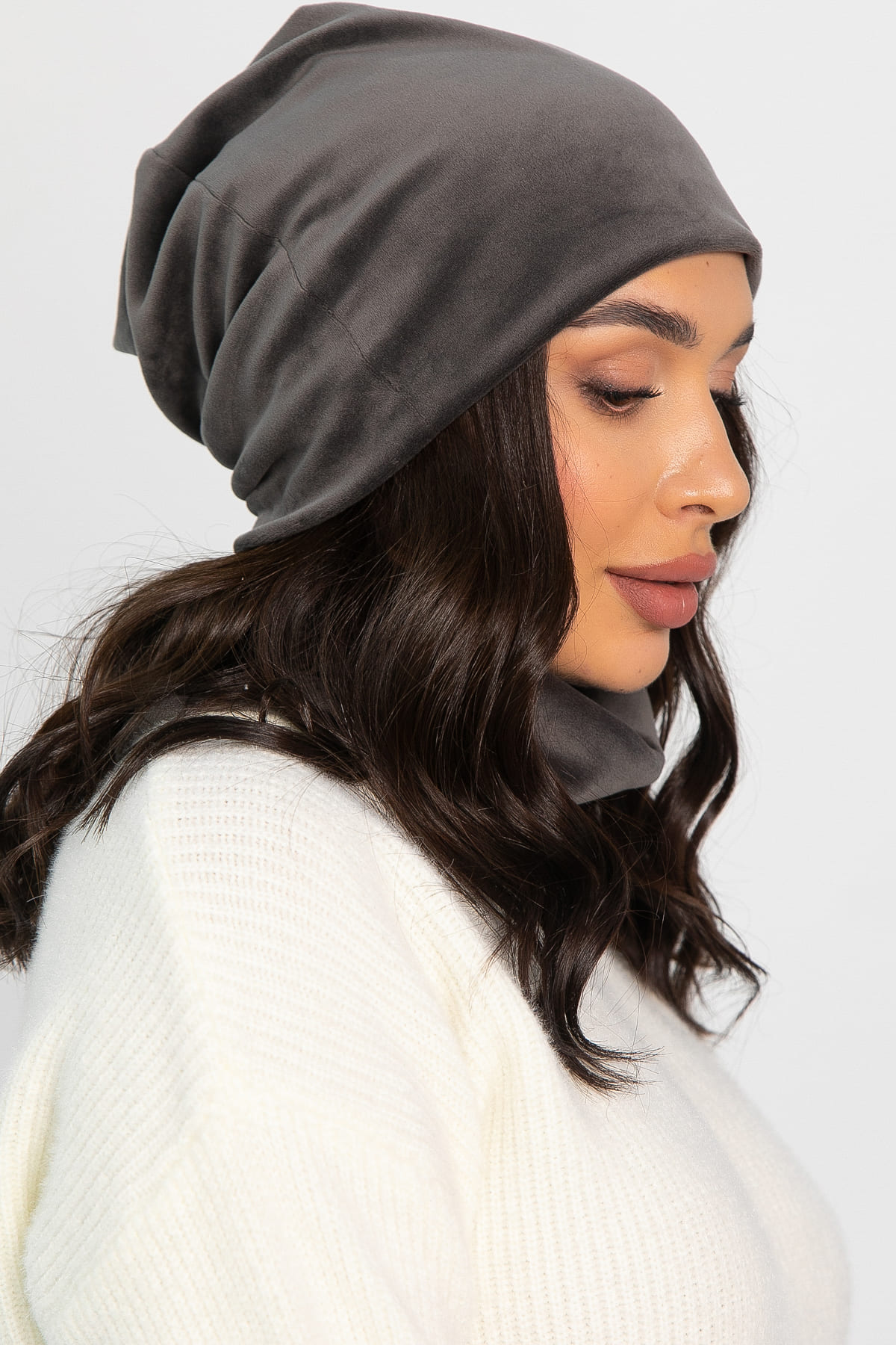 Комплект шапка шестиклинка и снуд (серая) ШШС7-23М