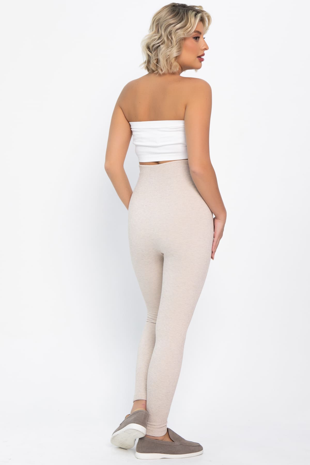 Лосины в рубчик утепленные (бежевые) Б14806-7М