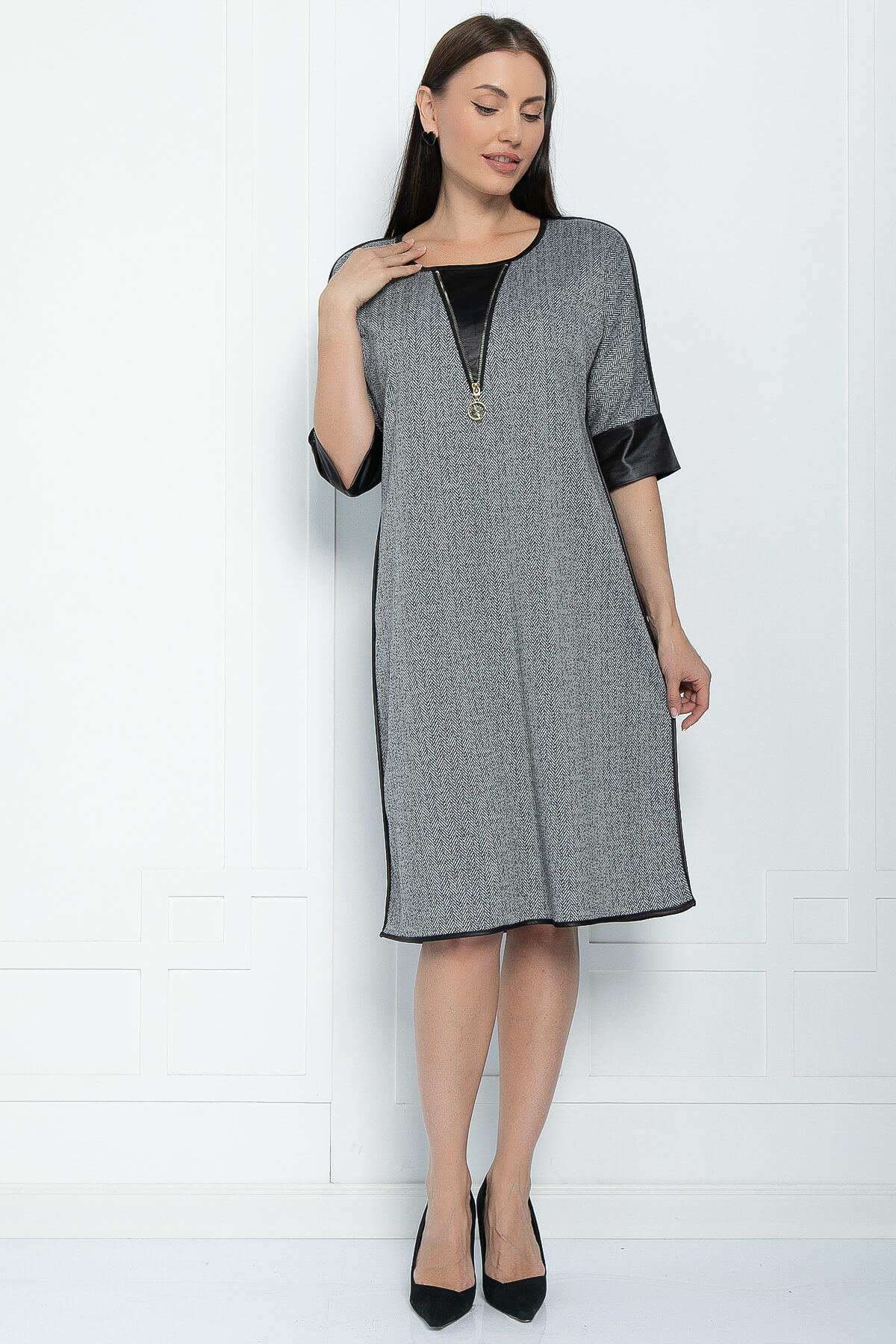 Платье Селин (серое) П11302