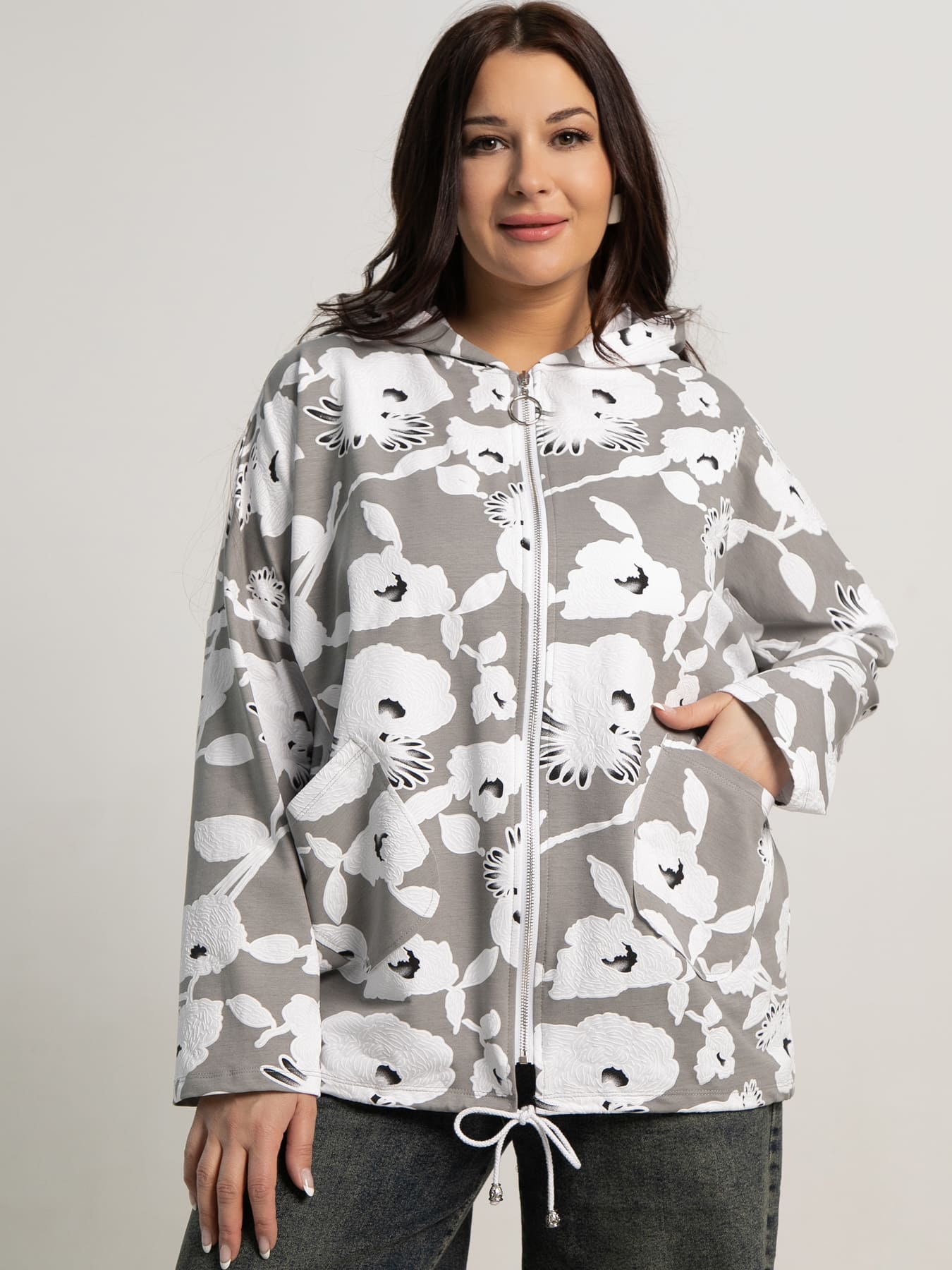Жакет летний Фловерс (серый) Б15582-18М