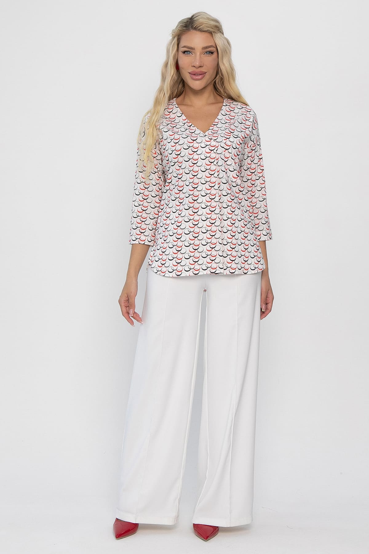 Блуза Статица (бело-красная) Б13775-16М