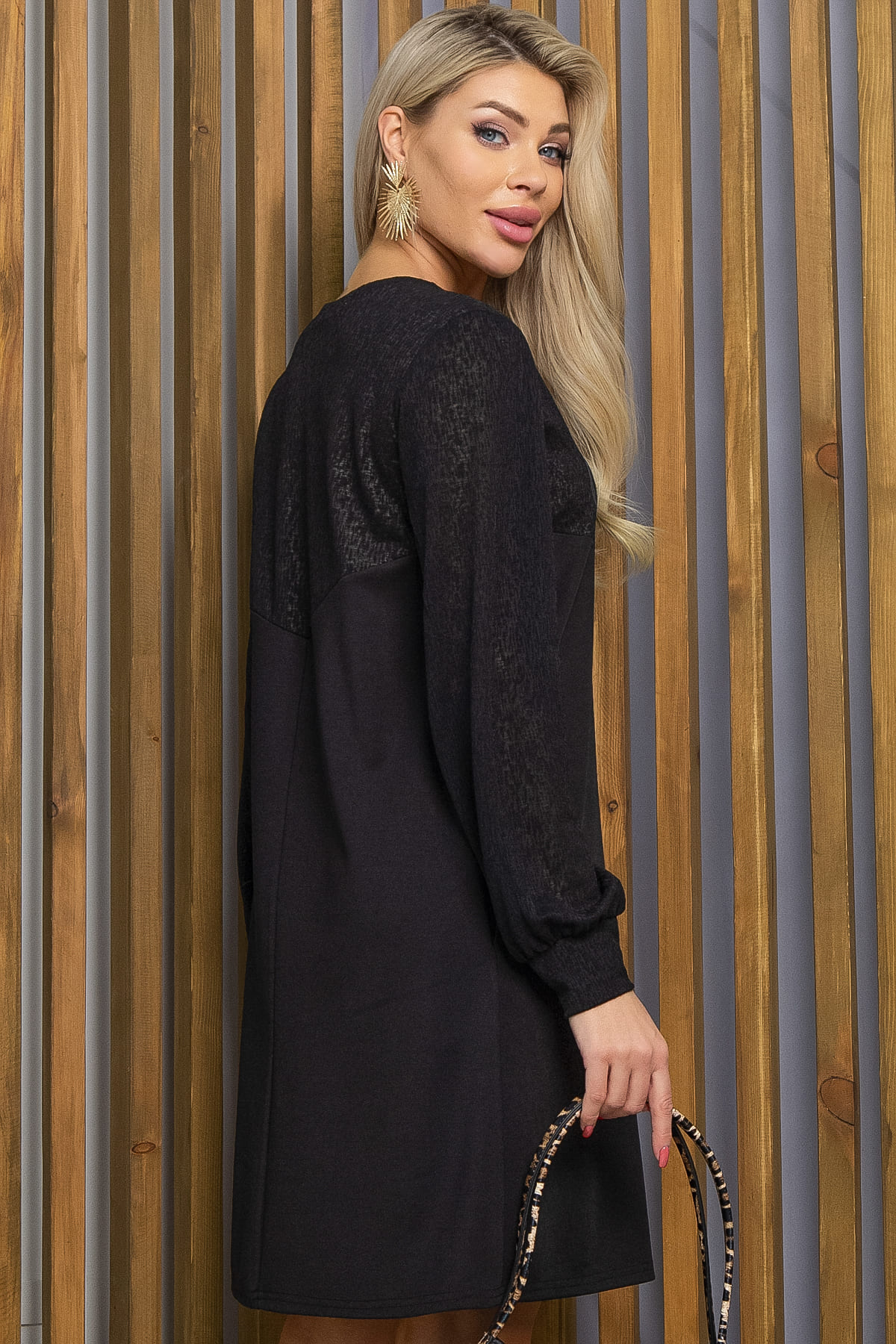 Платье Игра на контрасте (черное) П12642-1