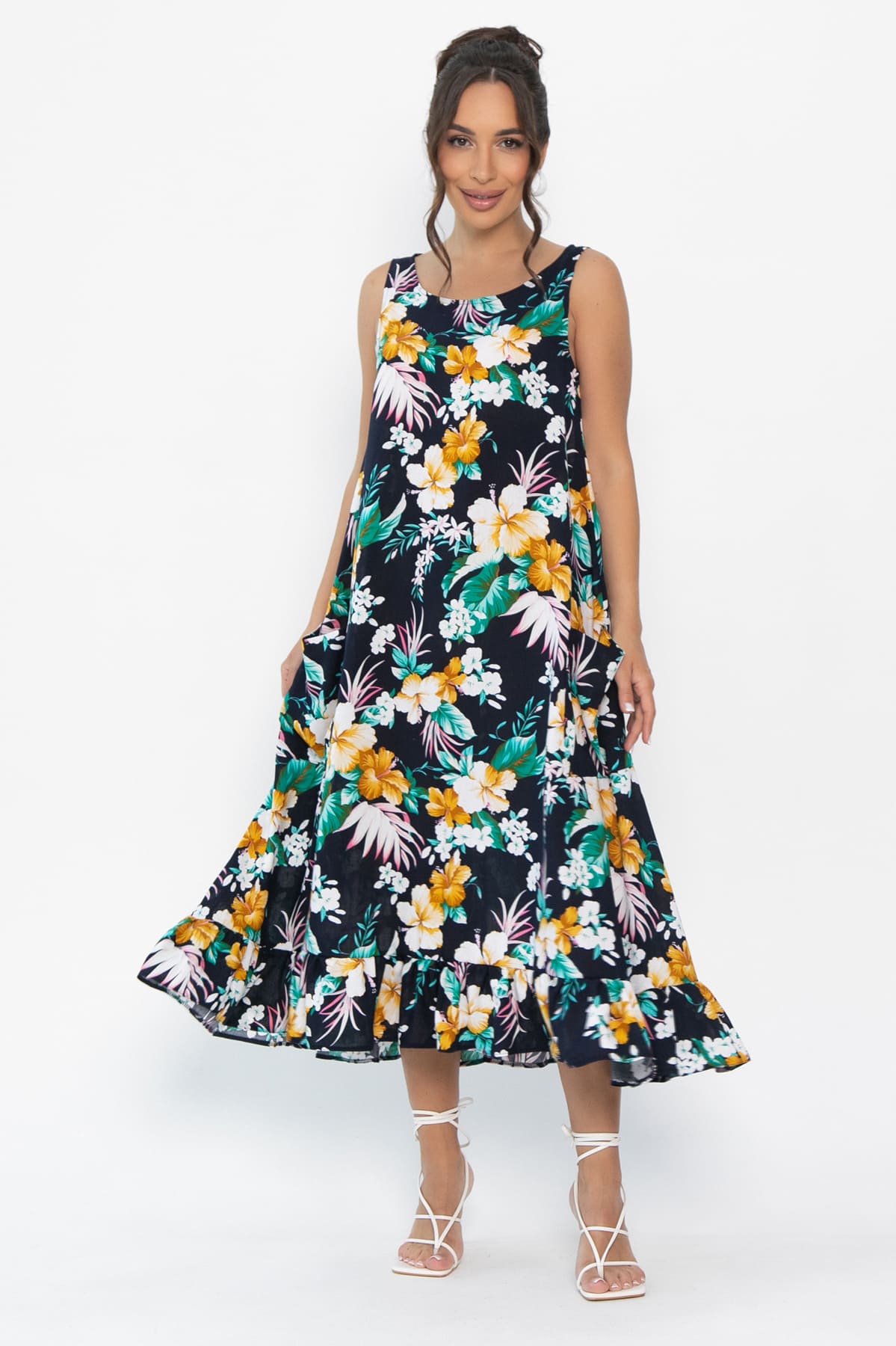 Сарафан Нимфа (синий/цветы) П13959-10М