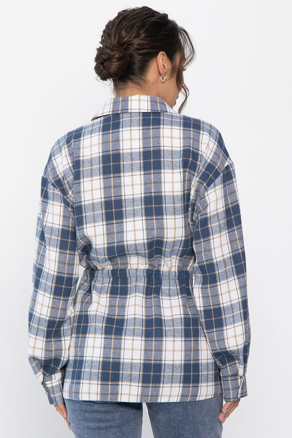 Рубашка хлопковая Джанет  (сине-белая) Б14272-4М