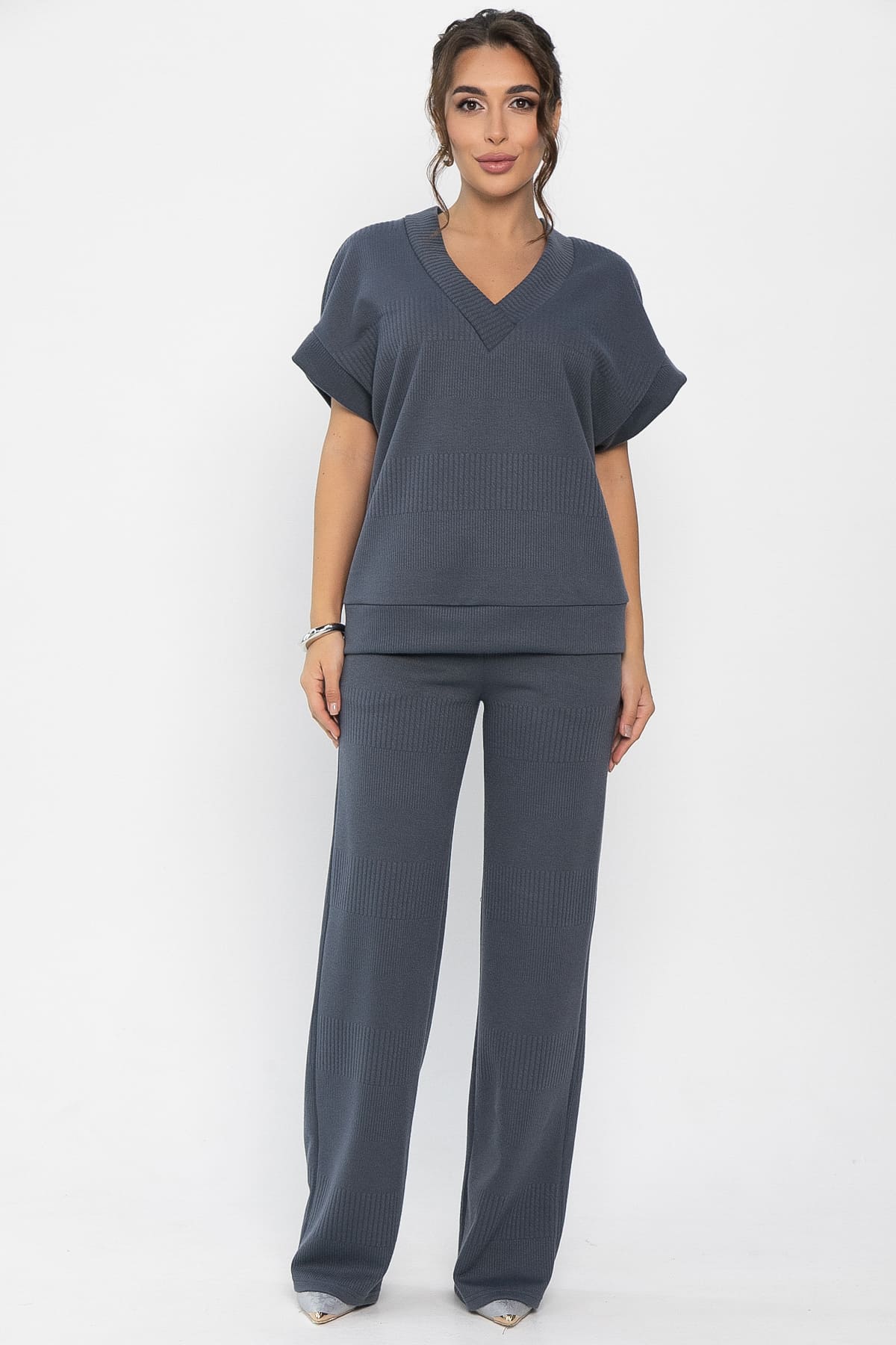 Костюм трикотажный Уютный шарм (серо-синий) К14251-5М