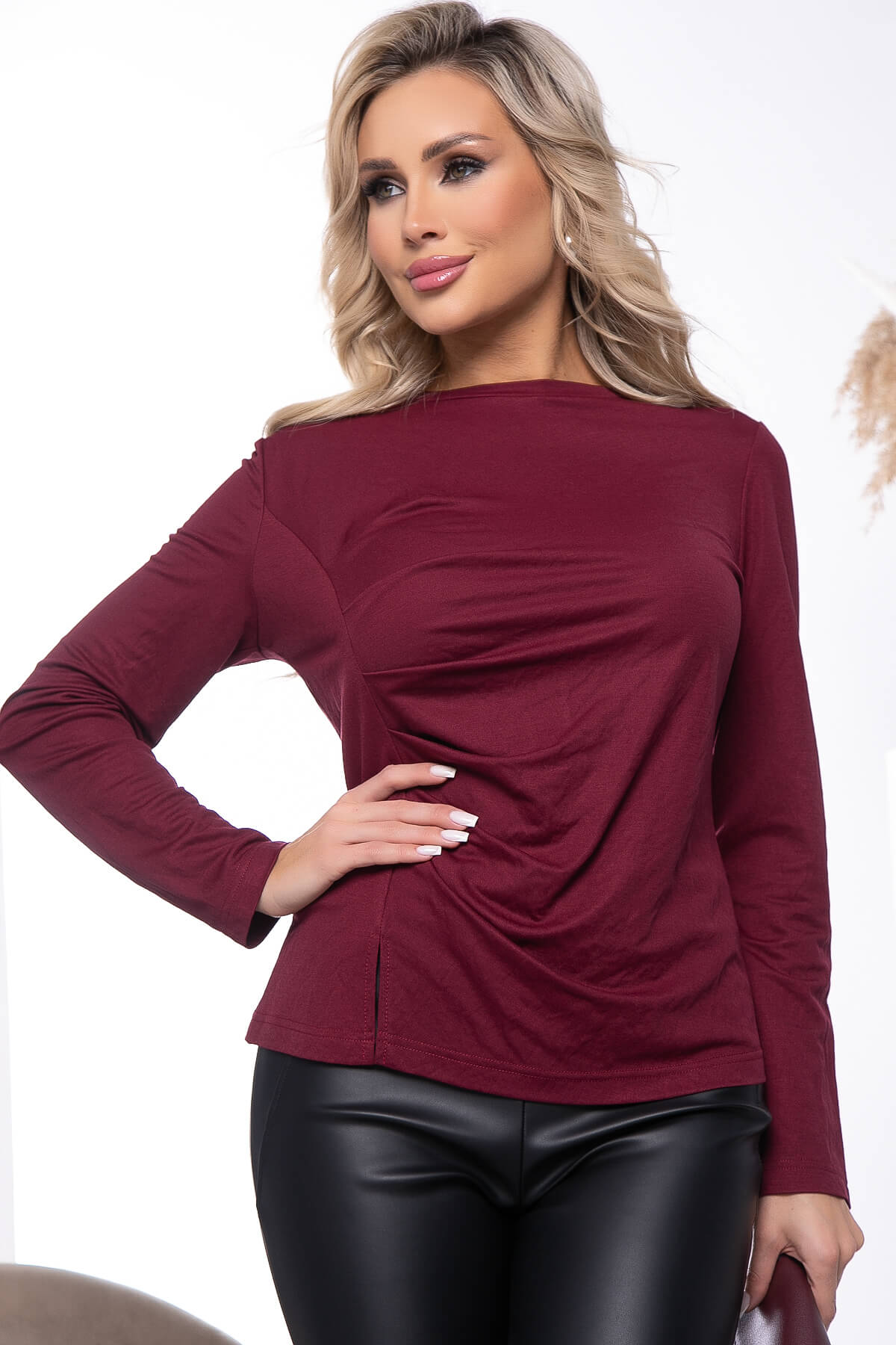 Лонгслив "Женевьева" (винный) Б7633