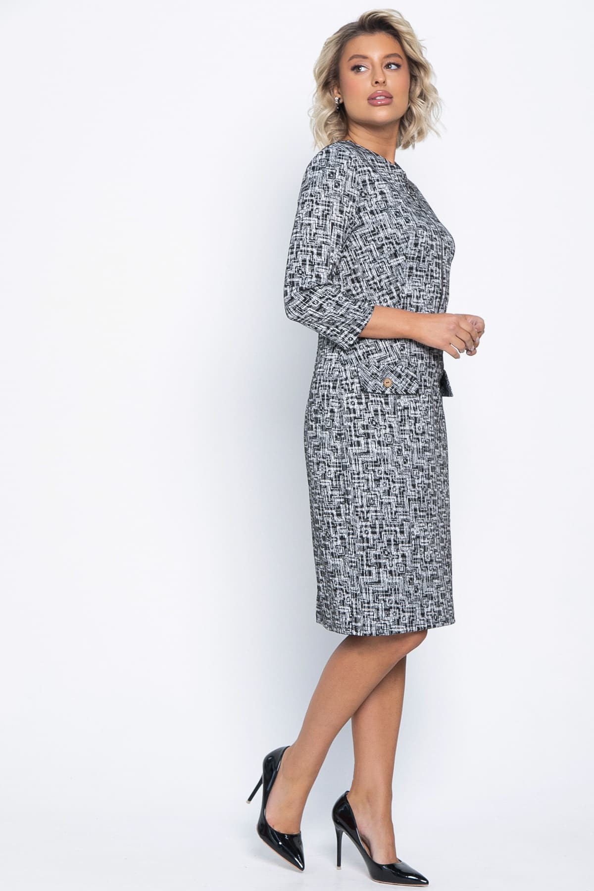 Платье Леди Мэри (черно-белое) П15047-19М