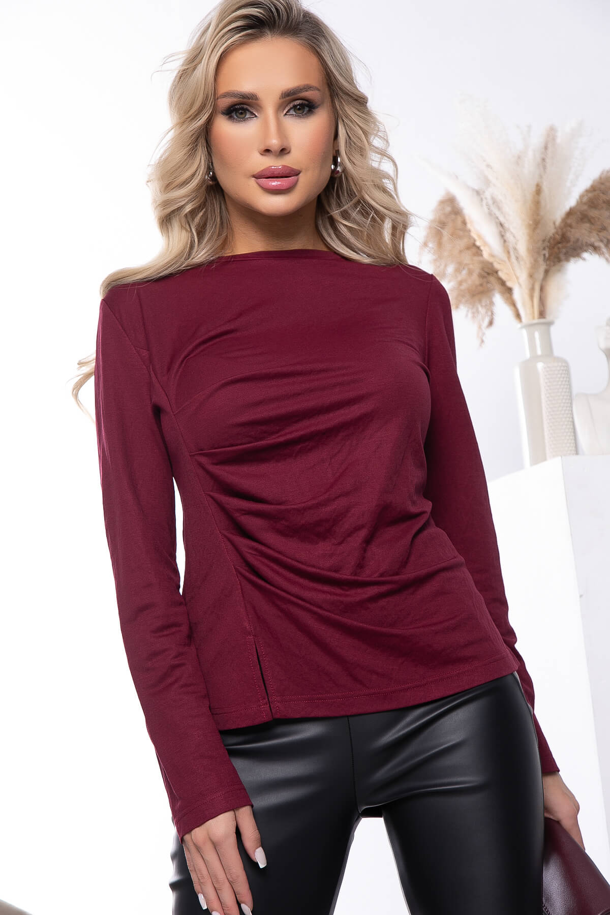 Лонгслив "Женевьева" (винный) Б7633