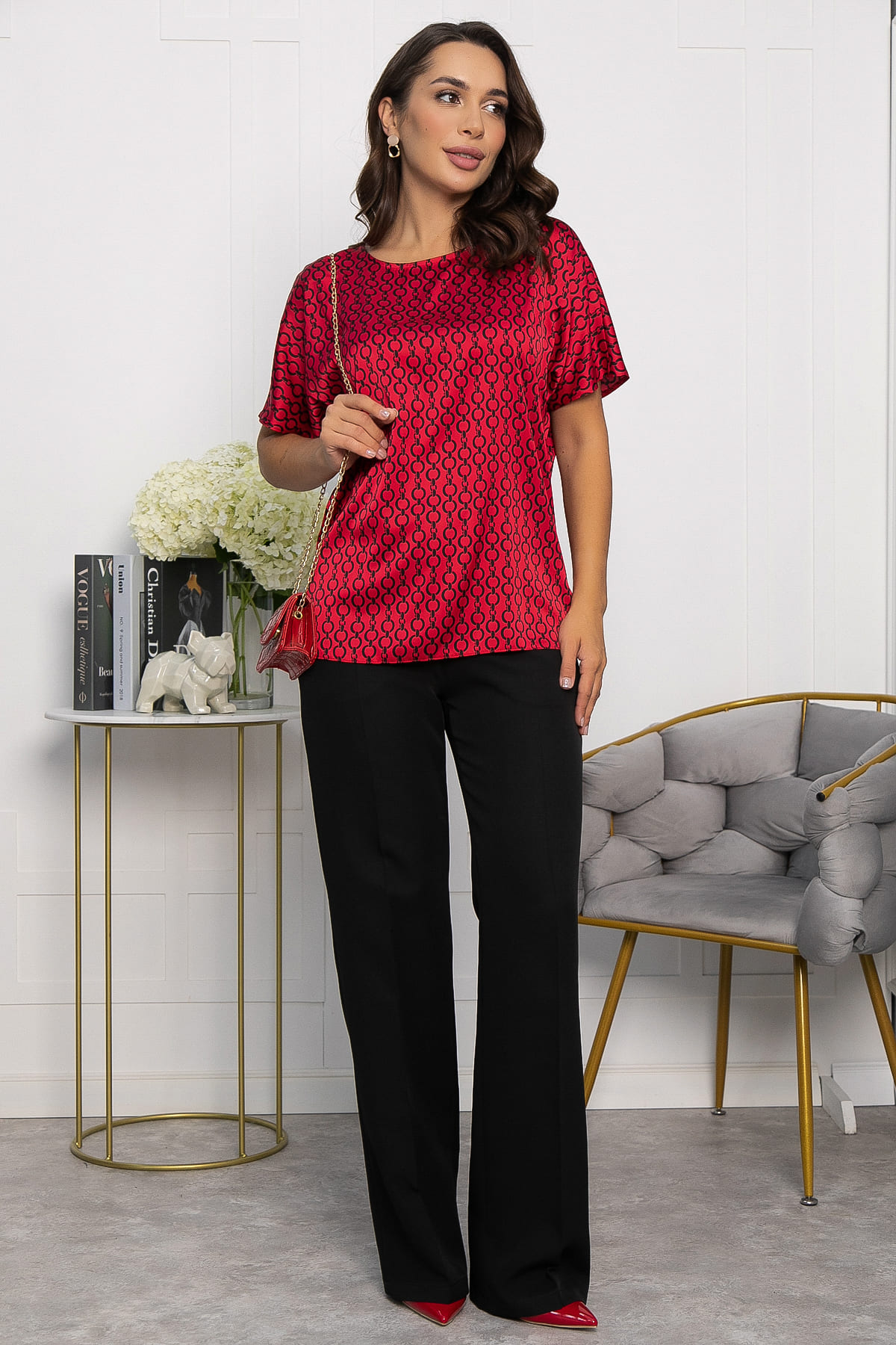 Блуза Морган (красная/цепи) Б14087-16М