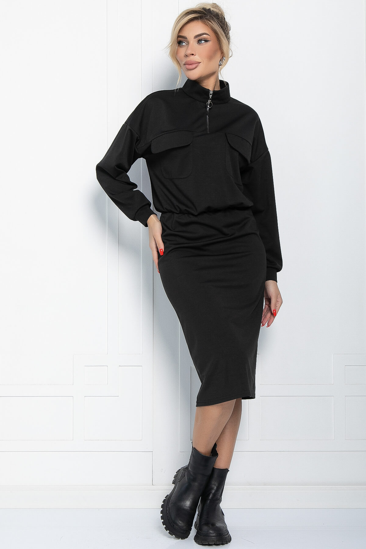 Платье Сибирский ритм (черное) П11621