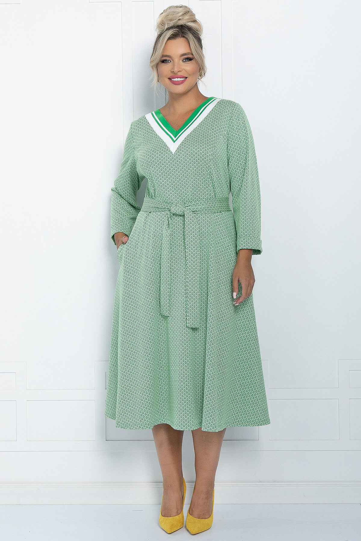 Платье Осенняя история (светло-зеленое) П11226