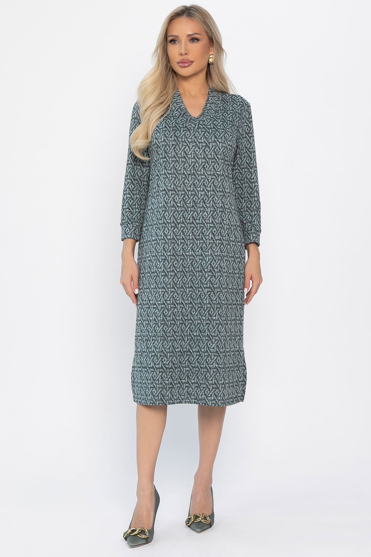 Платье с поясом Лаконичный стиль (мятное) П14518-19М