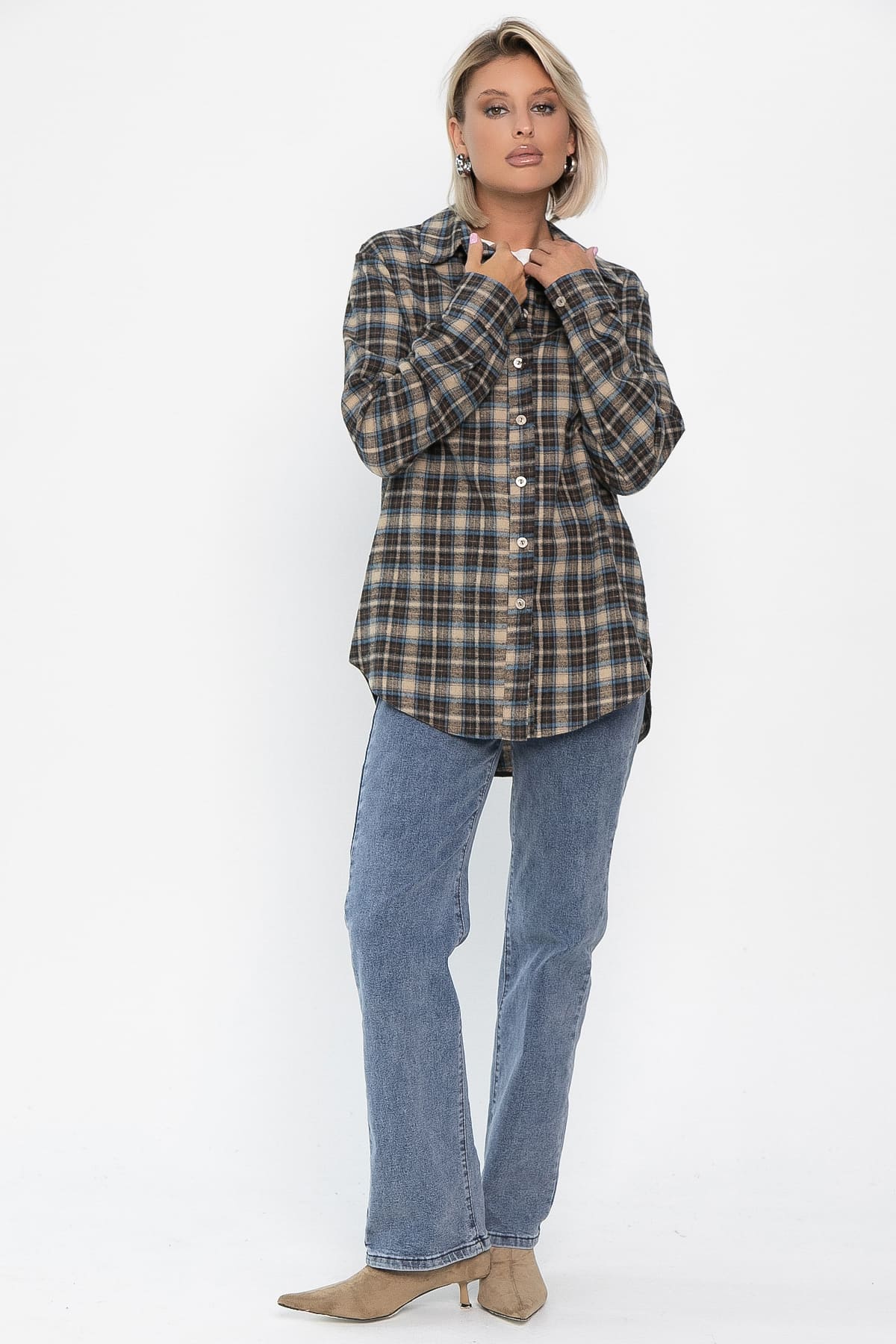 Рубашка Денни (бежево-коричневая) Б14136-7М