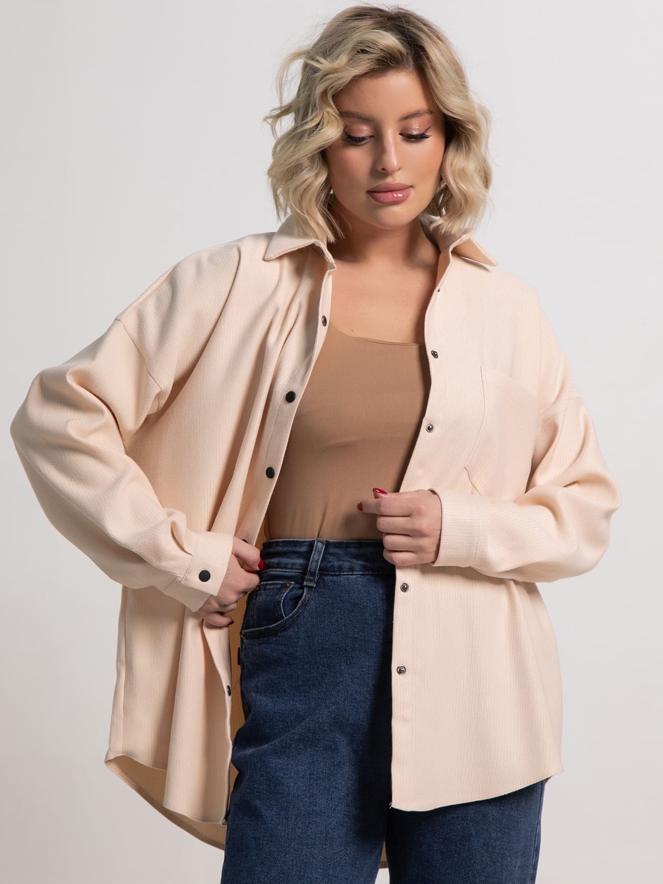 Рубашка Загадочная девушка (бежевая) Б15169-4М