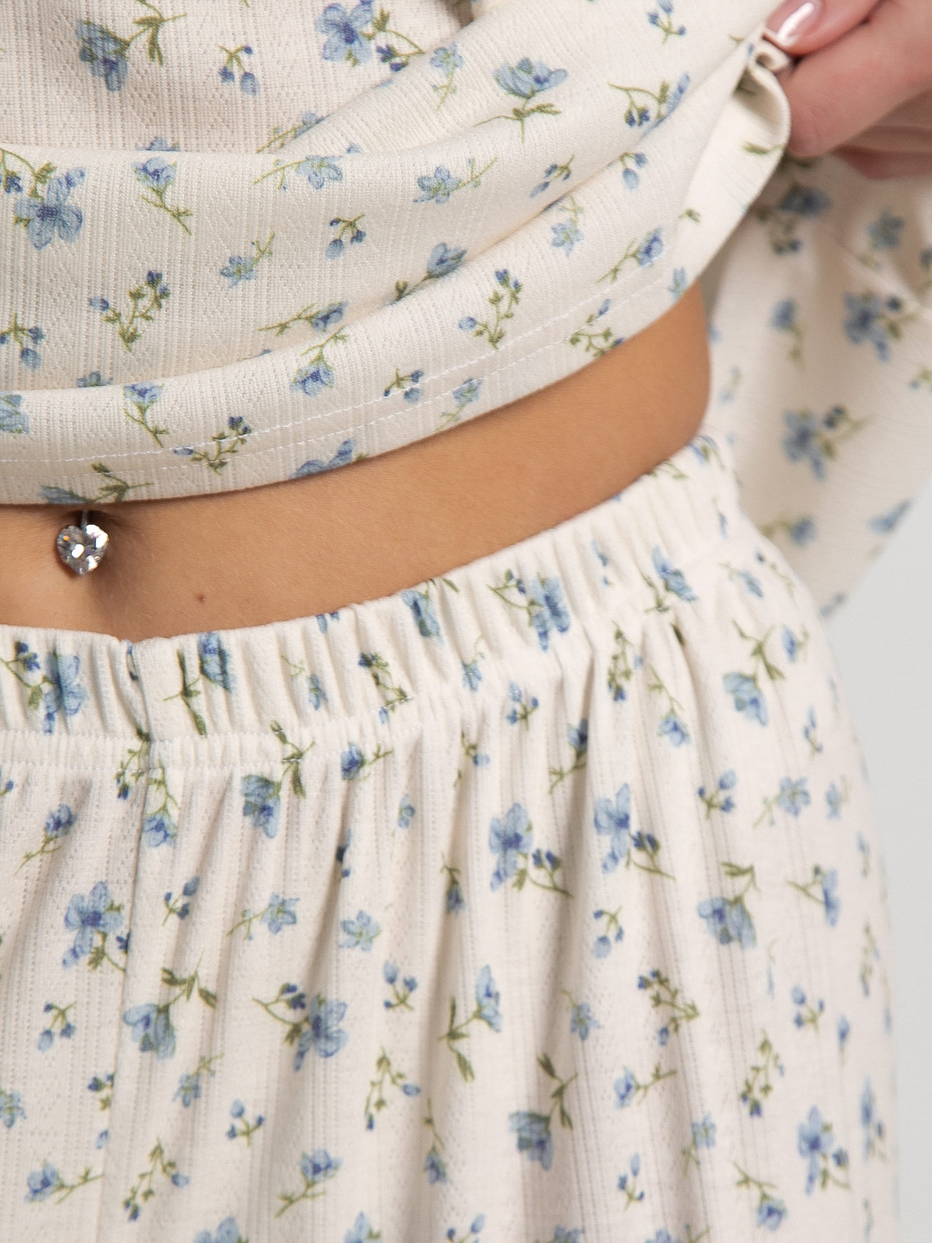 Костюм домашний с брюками Мона (бежево-голубой) К15210-1М