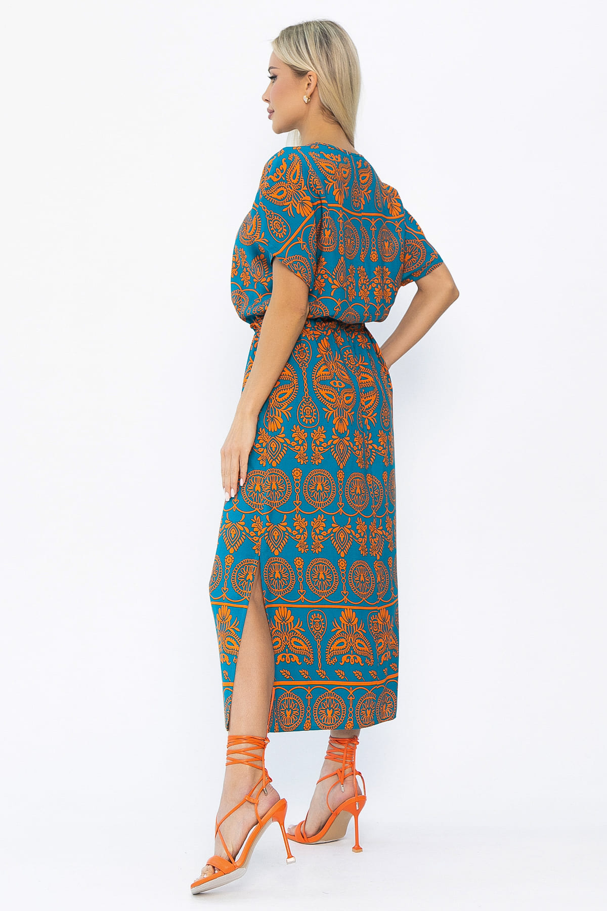 Платье Вистерия (лазурно-оранжевое) П15347-5М