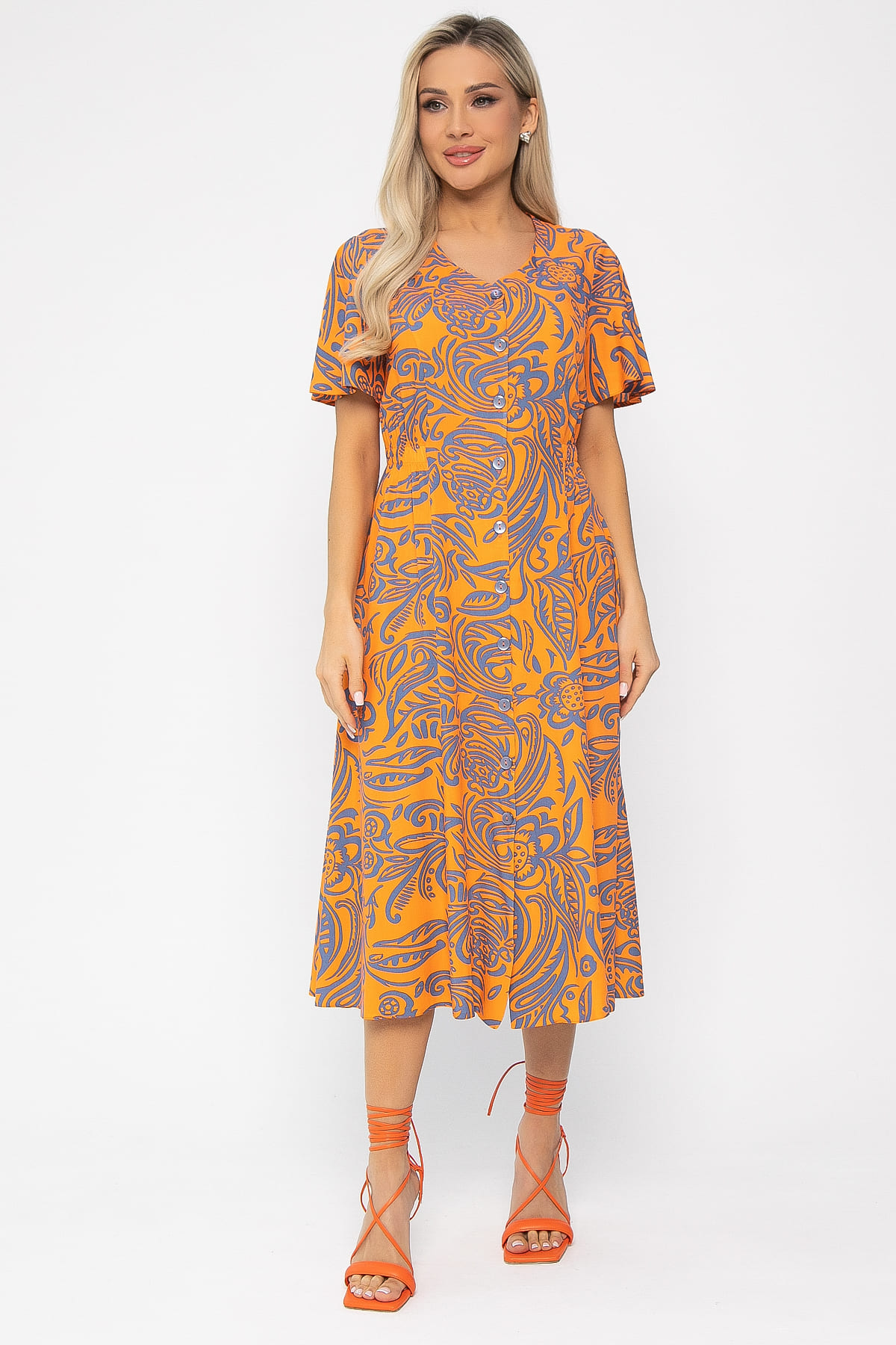 Платье Иоланда (оранжево-синее) П13677-5М