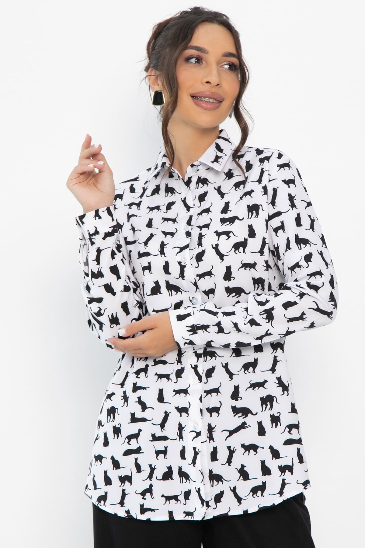 Рубашка Надель (белая/кошки) Б13844-16М