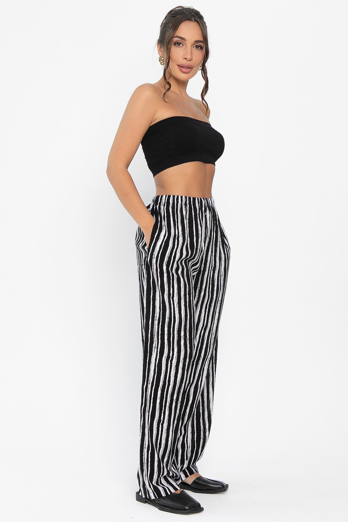 Брюки Роклетт (черно-белые) Б13955-10М