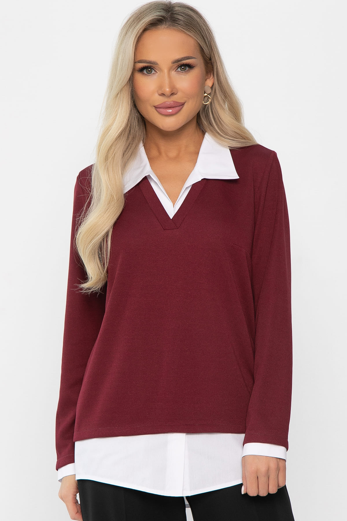 Пуловер На высоте (вишневый) Б14324-12М