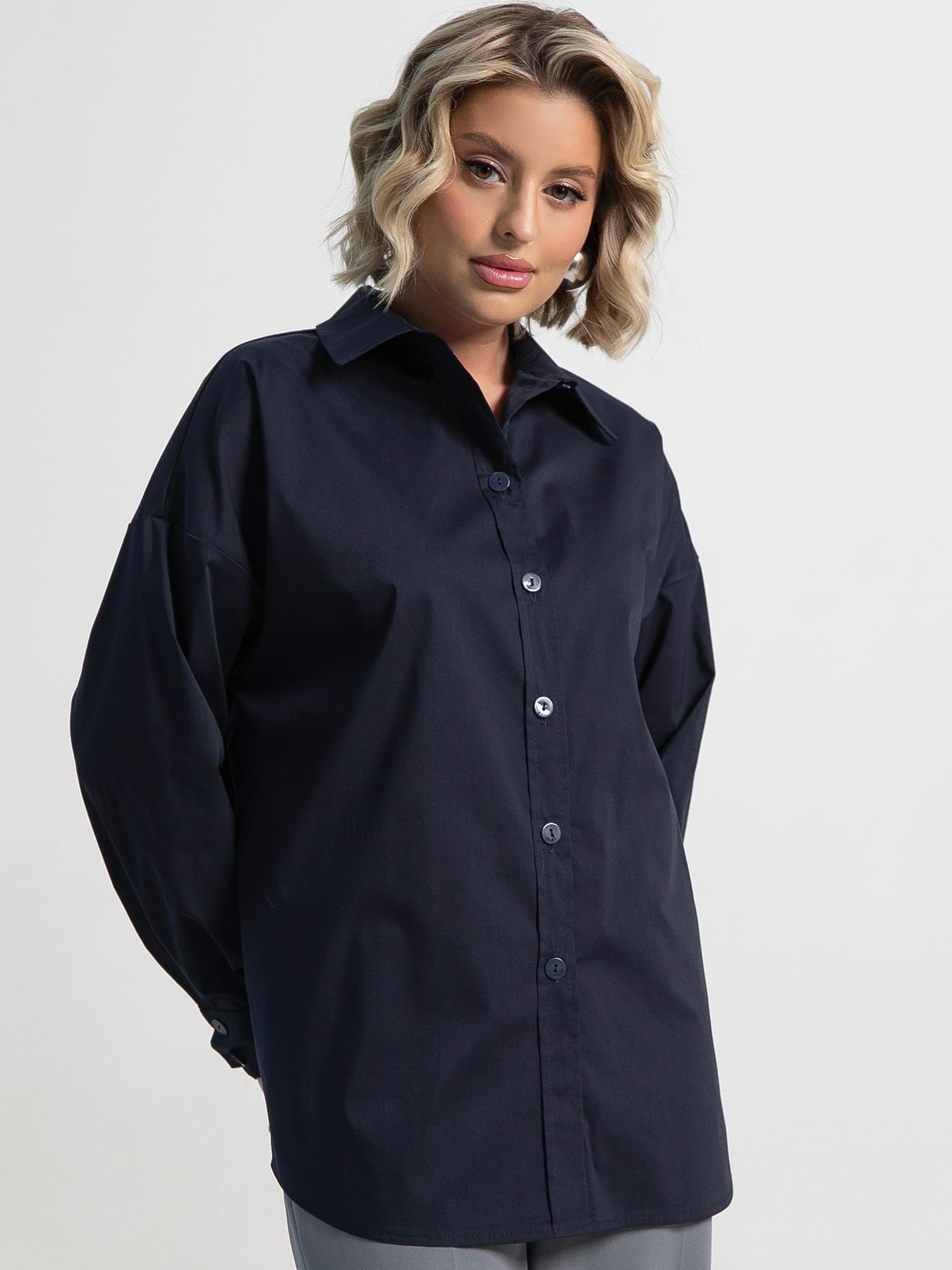 Рубашка хлопковая Рина (темно-синяя) Б15224-53М
