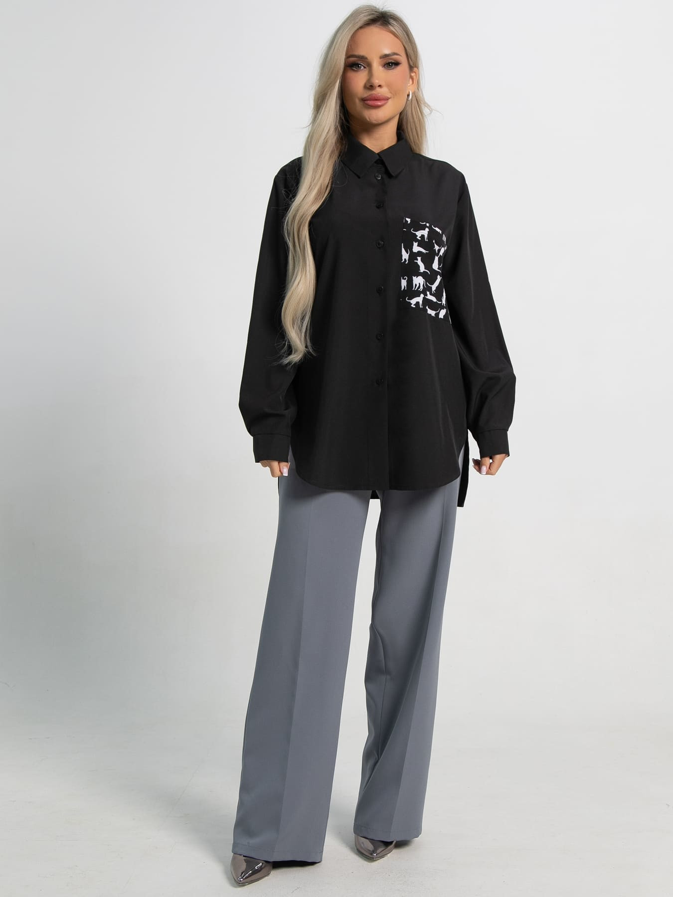 Рубашка Паола (черная) Б15481-8М