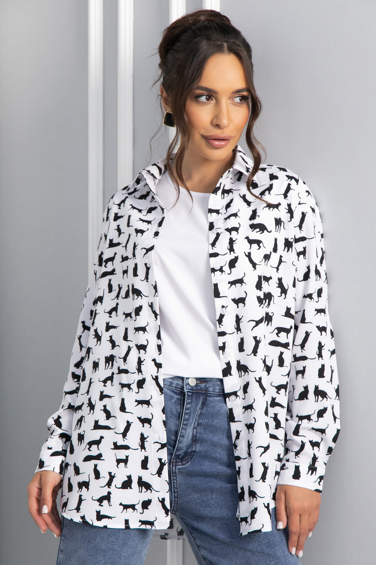 Рубашка Надель (белая/кошки) Б13844-16М