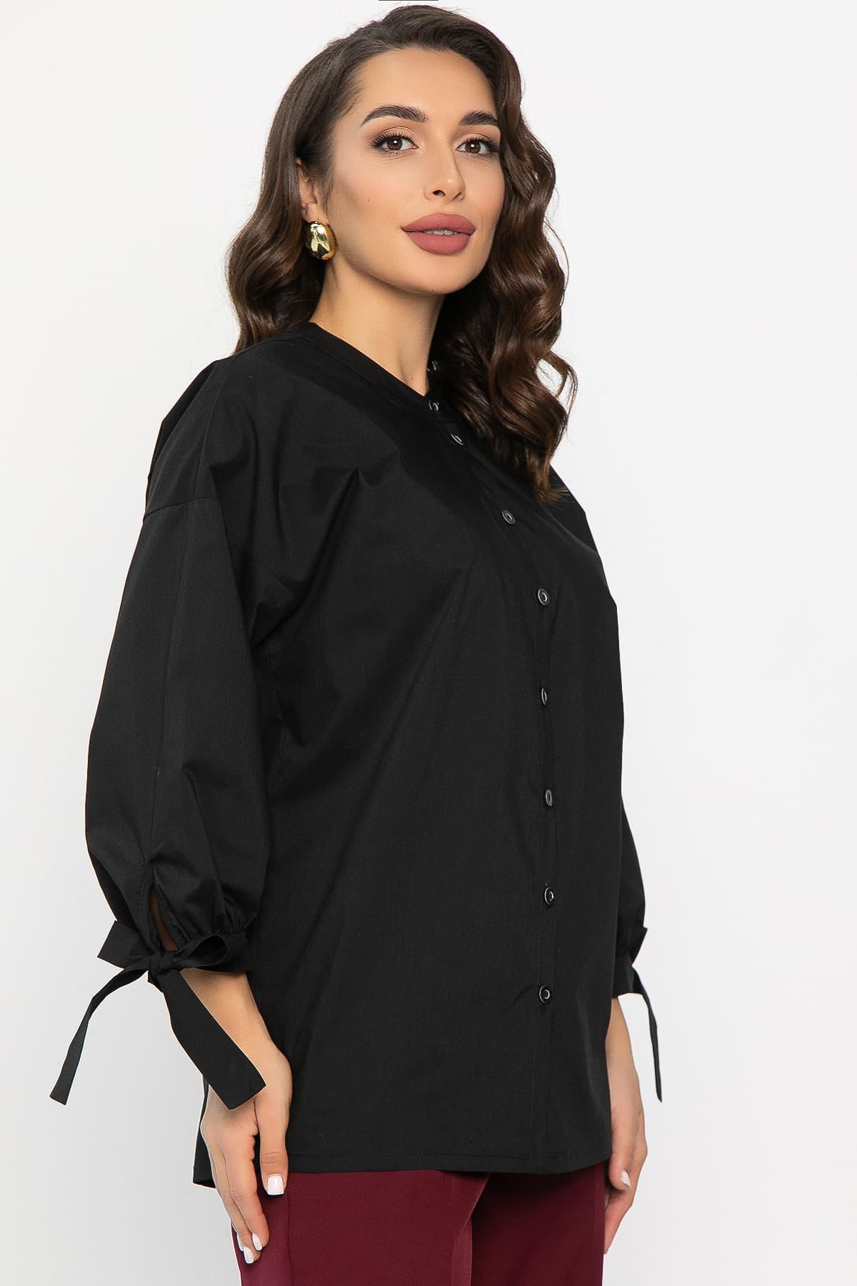 Блуза с завязками Ажур (черная) Б14387-10М