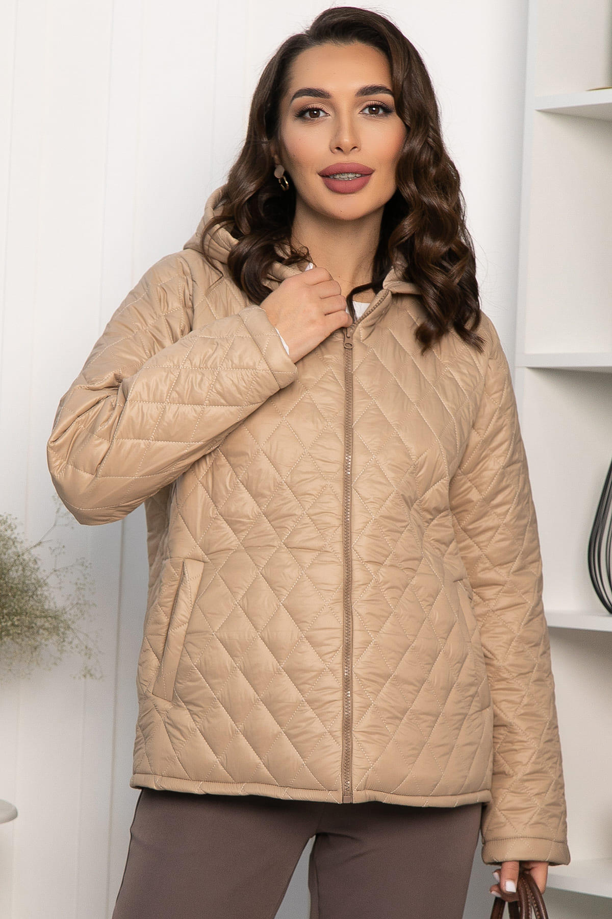 Куртка демисезонная стеганая (бежевая) Б14362-25М