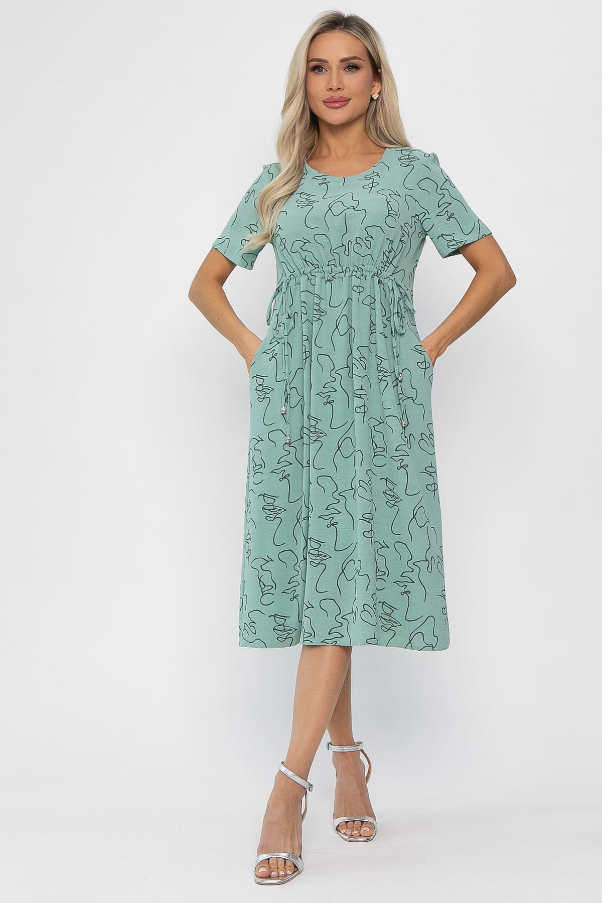 Платье Цветы лета (мятное) П13785-18М