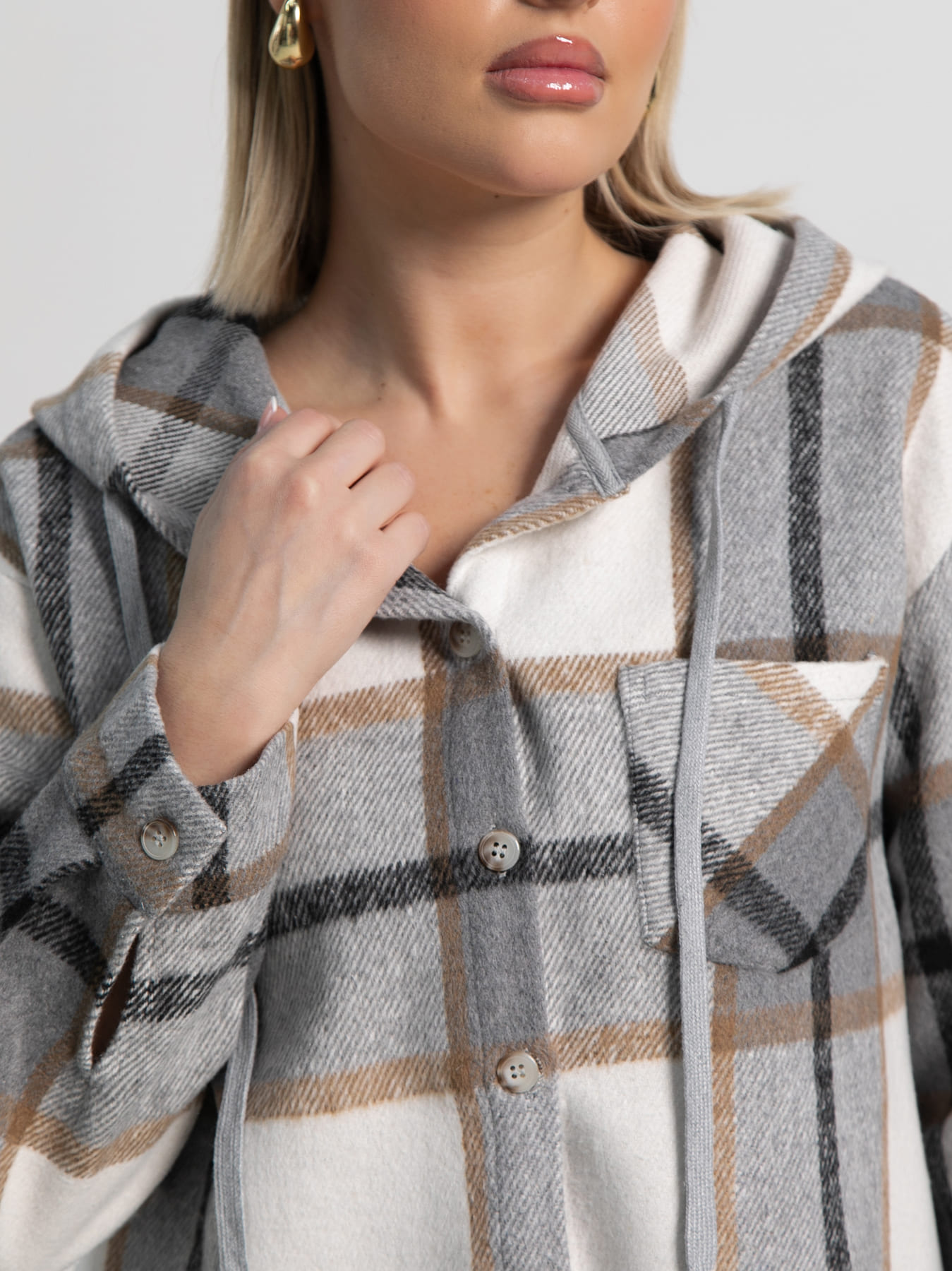 Рубашка теплая с капюшоном Олиссия (серая) Б15504-18М