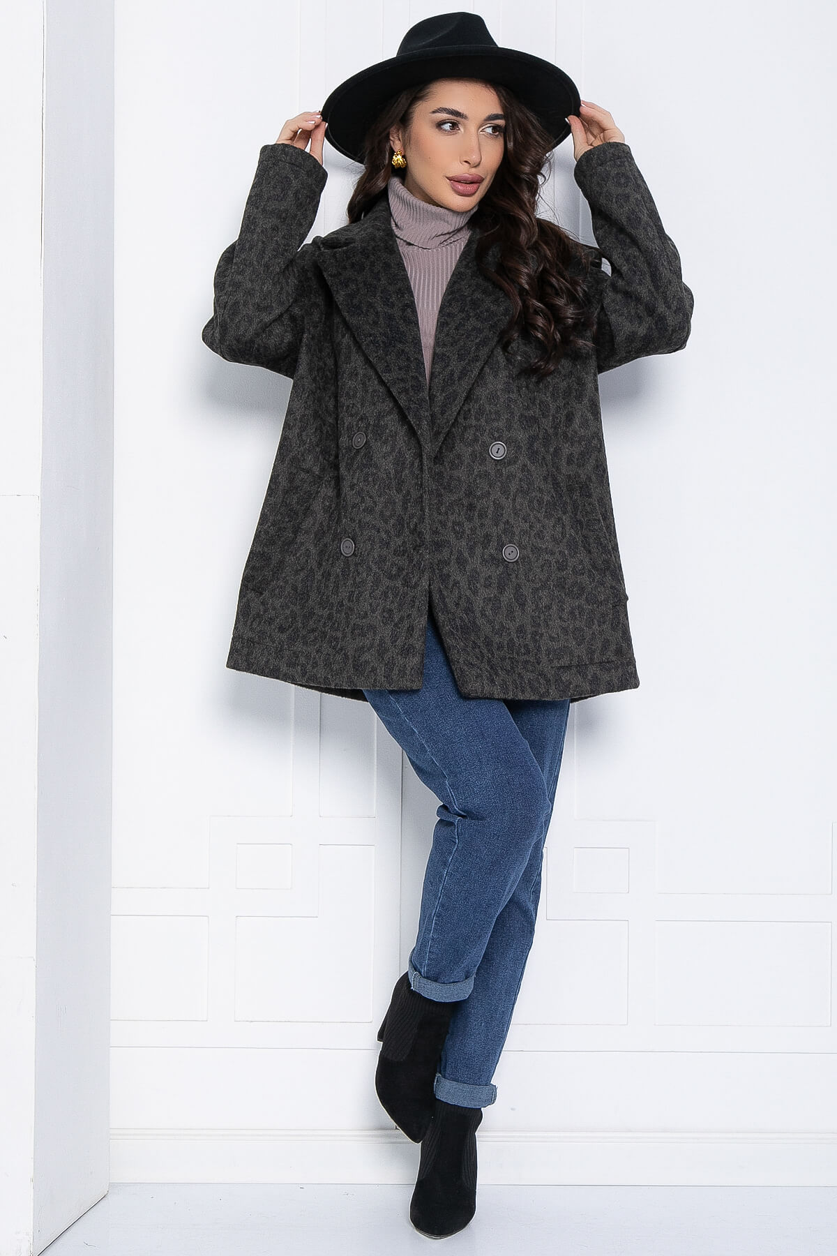 Пальто Я в теме (серый/лео) Б12632-7